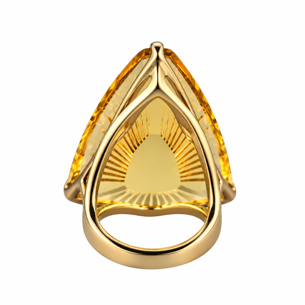 Lalique Ice Light Yellow Crystal Gold Plated Ring 10044300