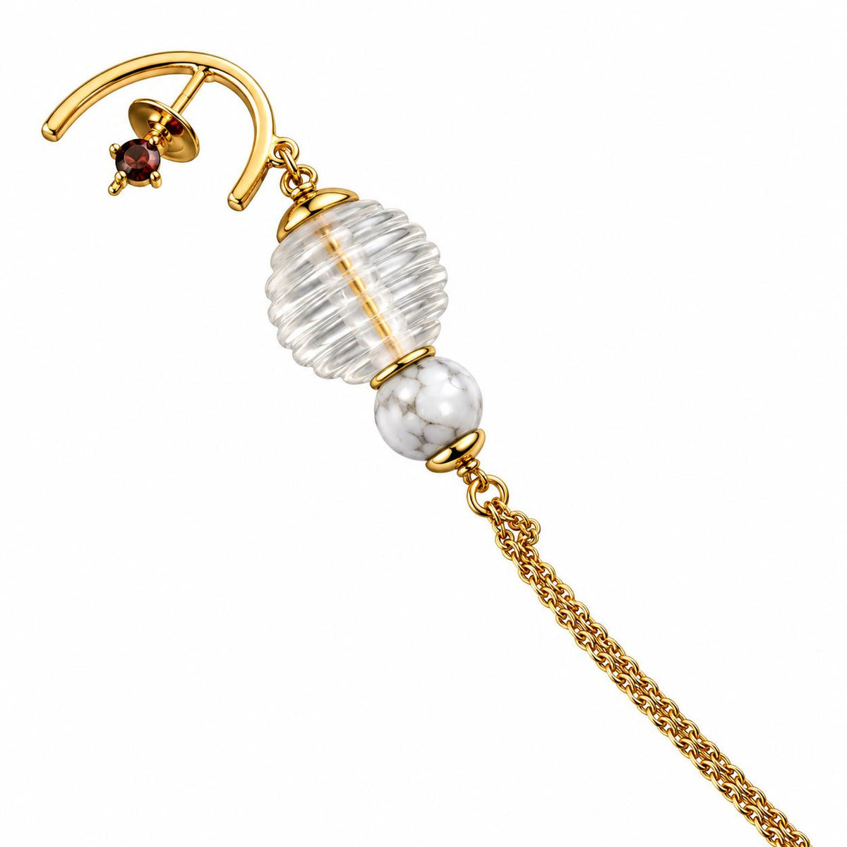Lalique 1928 Clear Crystal Marble Gold Plated Long Earrings 10652900