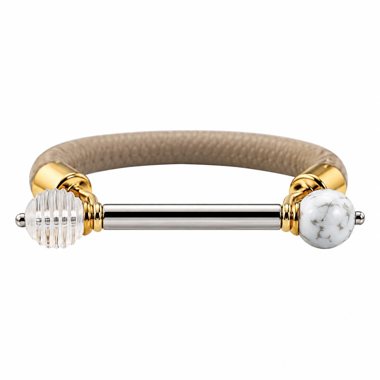 Lalique 1928 Silver Gold Plate Crystal Marble Cord Bracelet 10652700