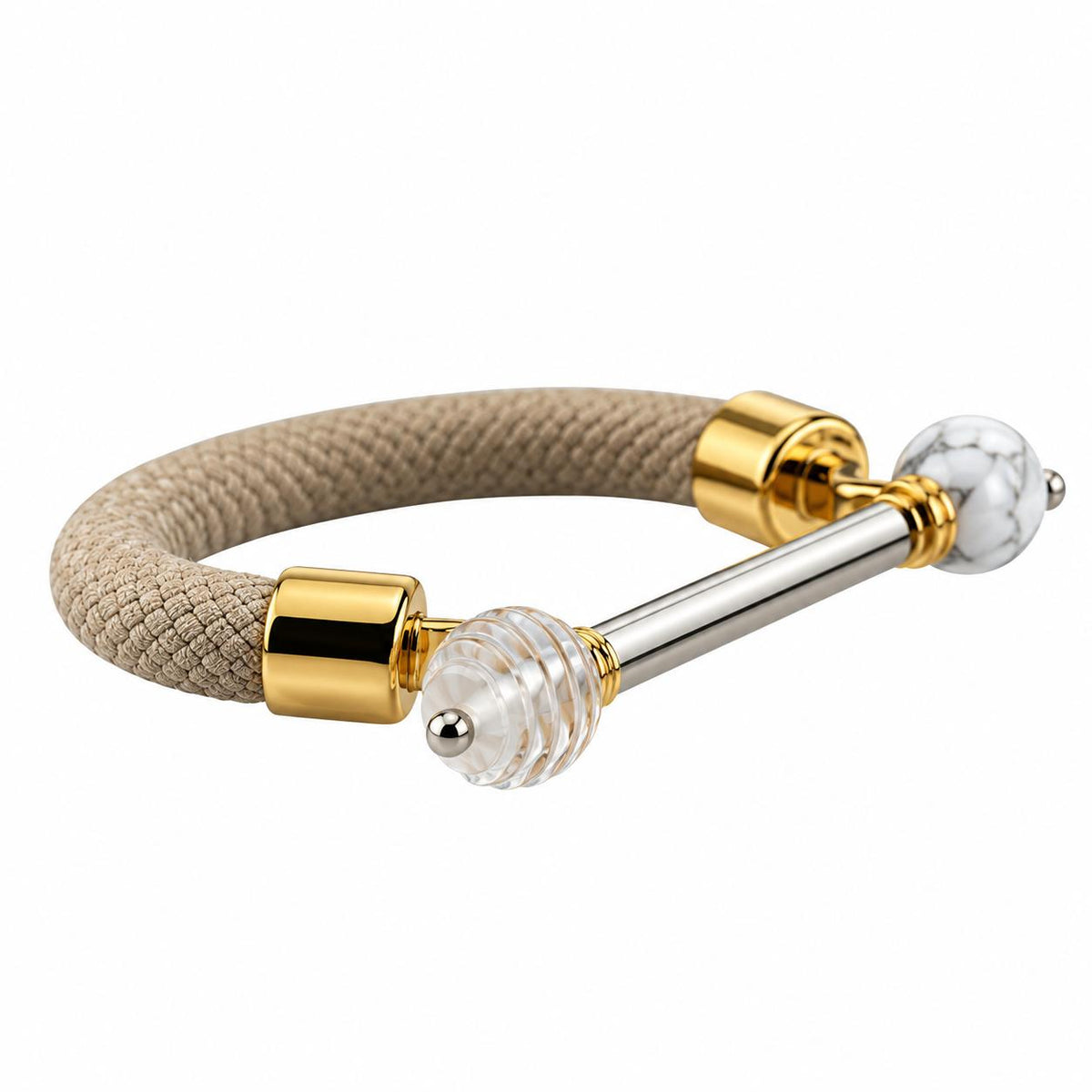 Lalique 1928 Silver Gold Plate Crystal Marble Cord Bracelet 10652700