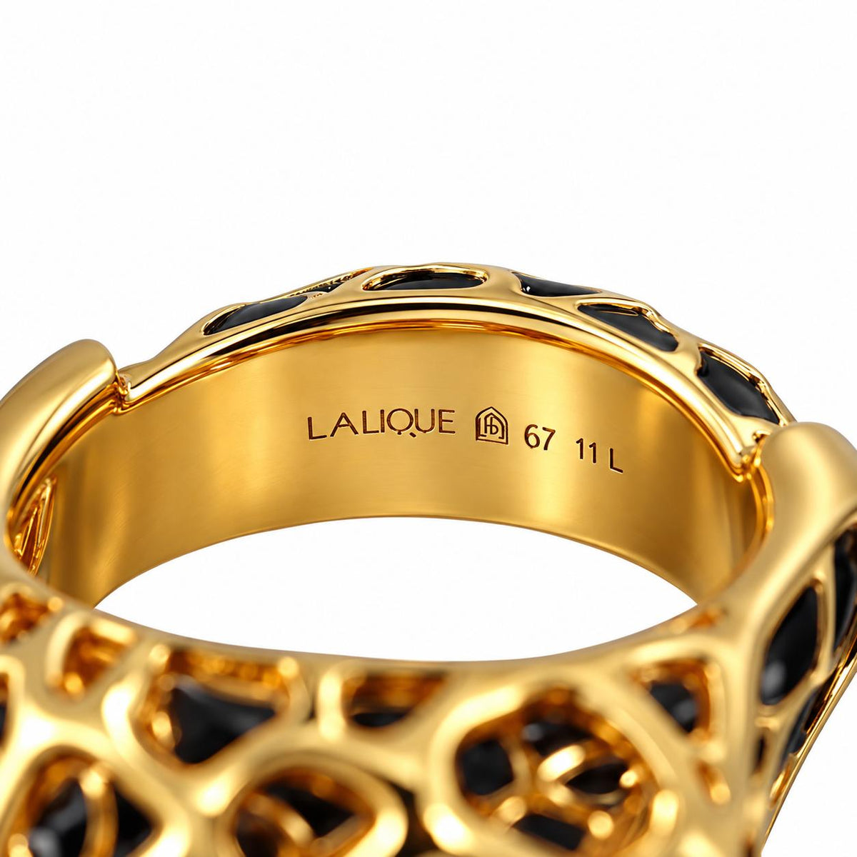 Lalique Eurydice Enamel Gold Plate Band Ring 10660800