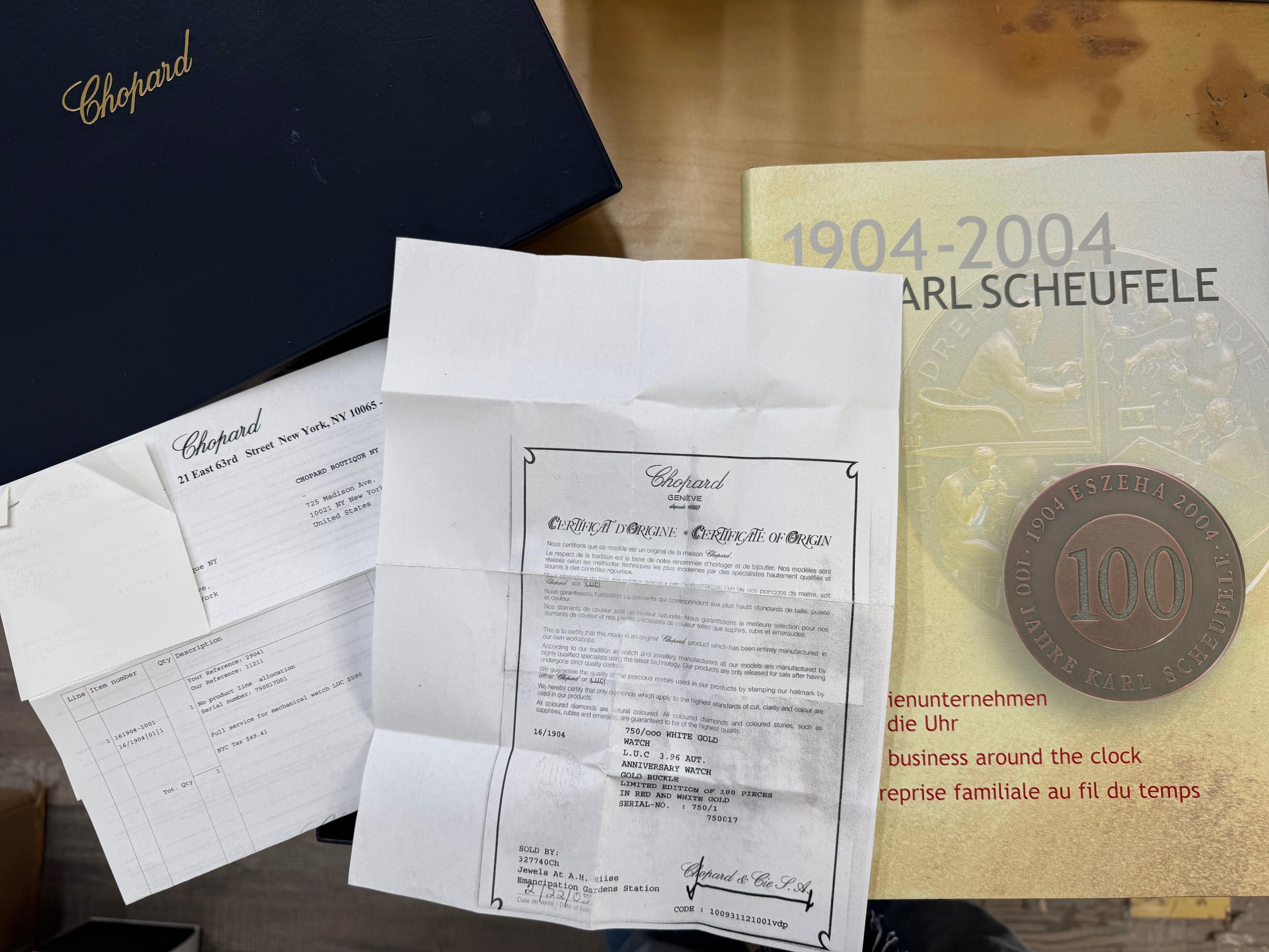 Chopard Eszeha 100 Jahre Karl Scheufele Limited Ed. White Gold Watch 16/1904