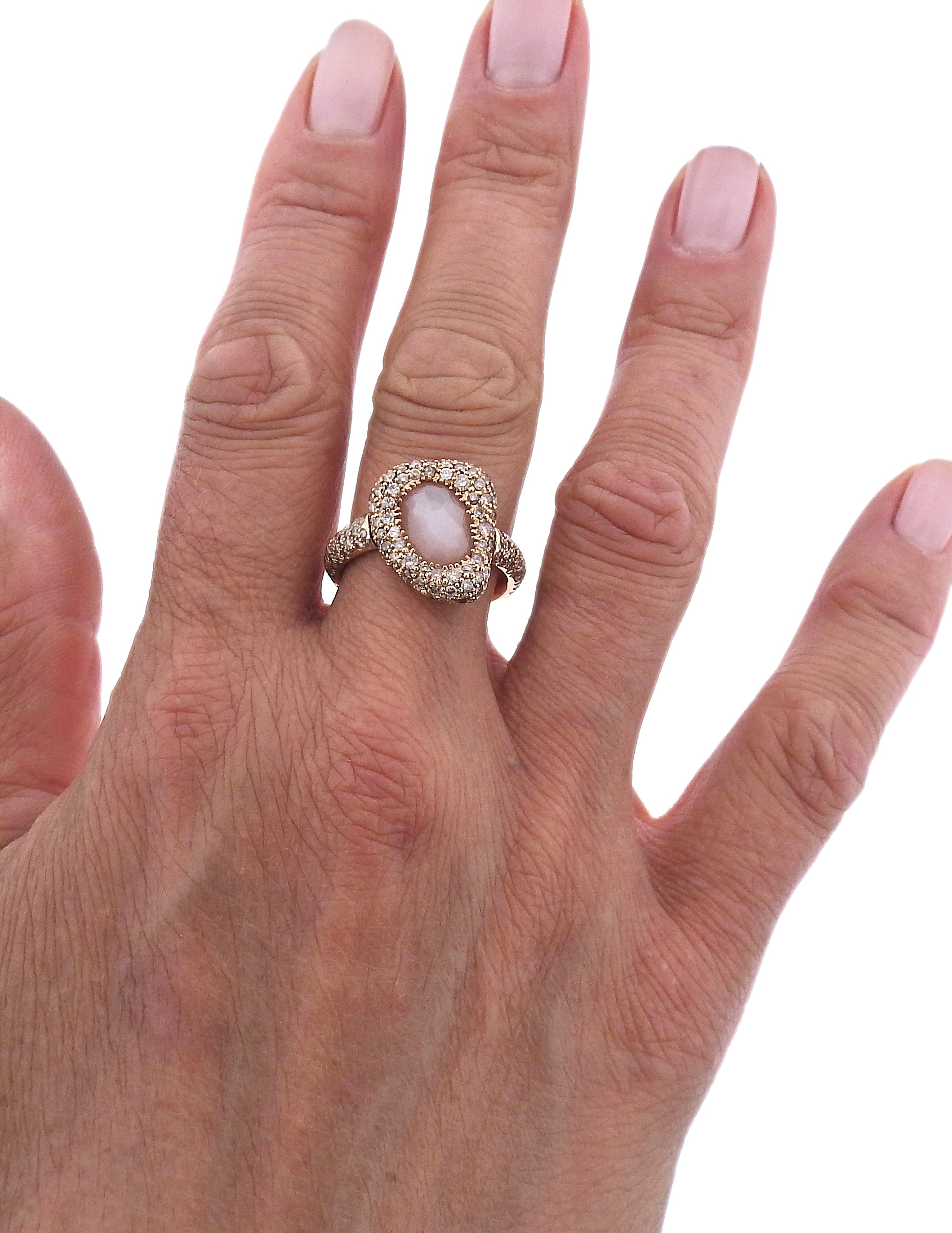 Bucherer Gold Diamond Moonstone Ring