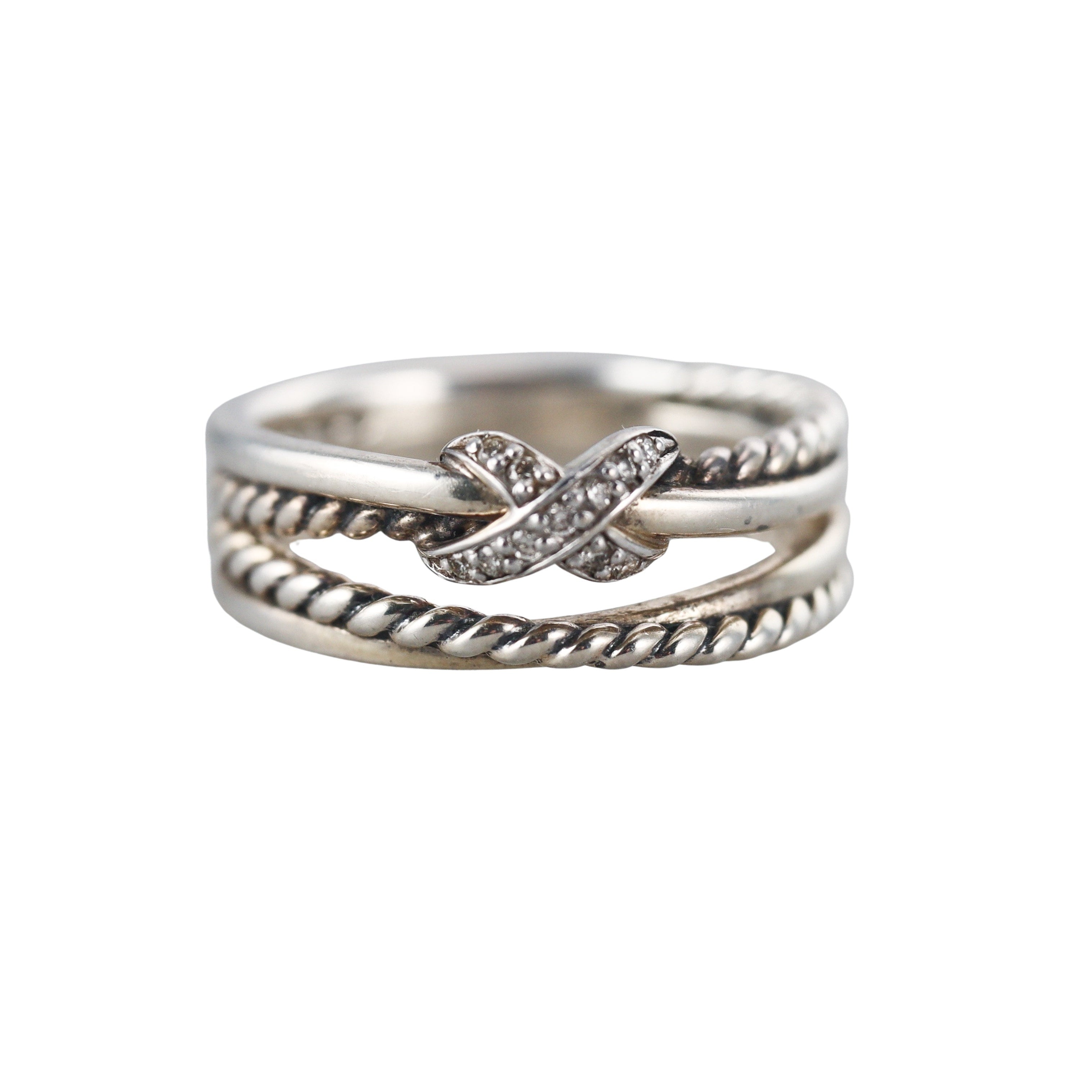 David Yurman X Crossover Sterling Silver Diamond Ring