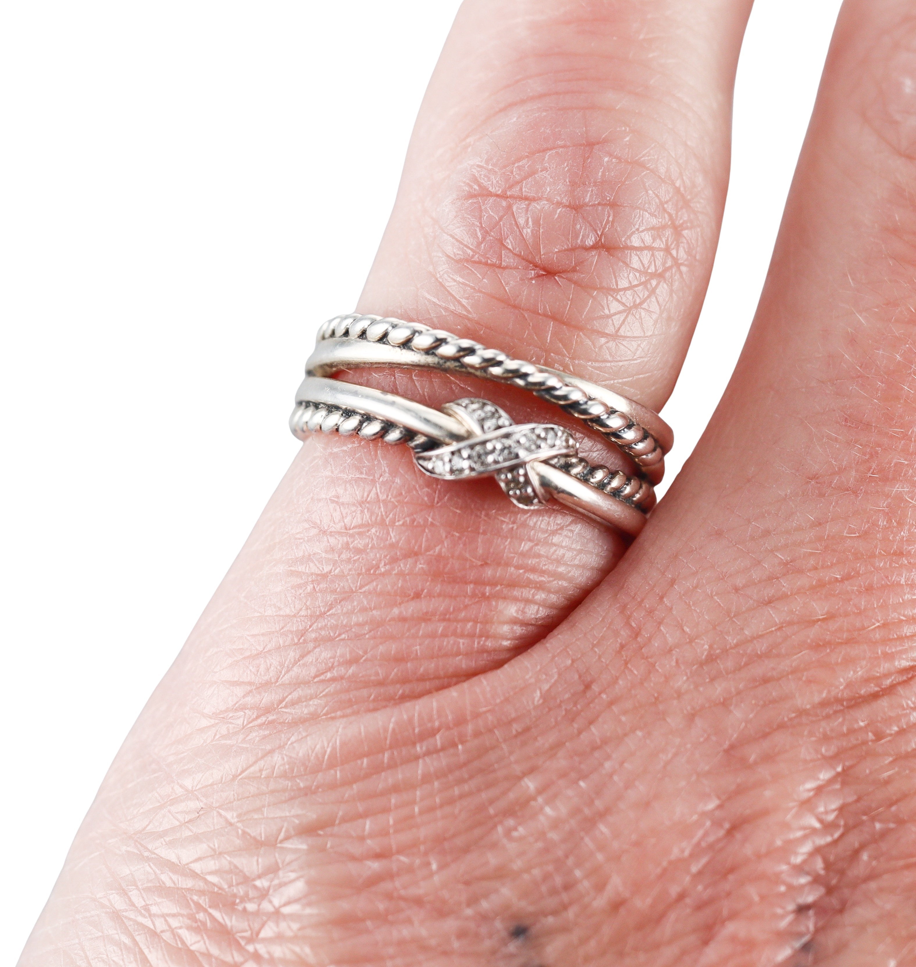 David Yurman X Crossover Sterling Silver Diamond Ring