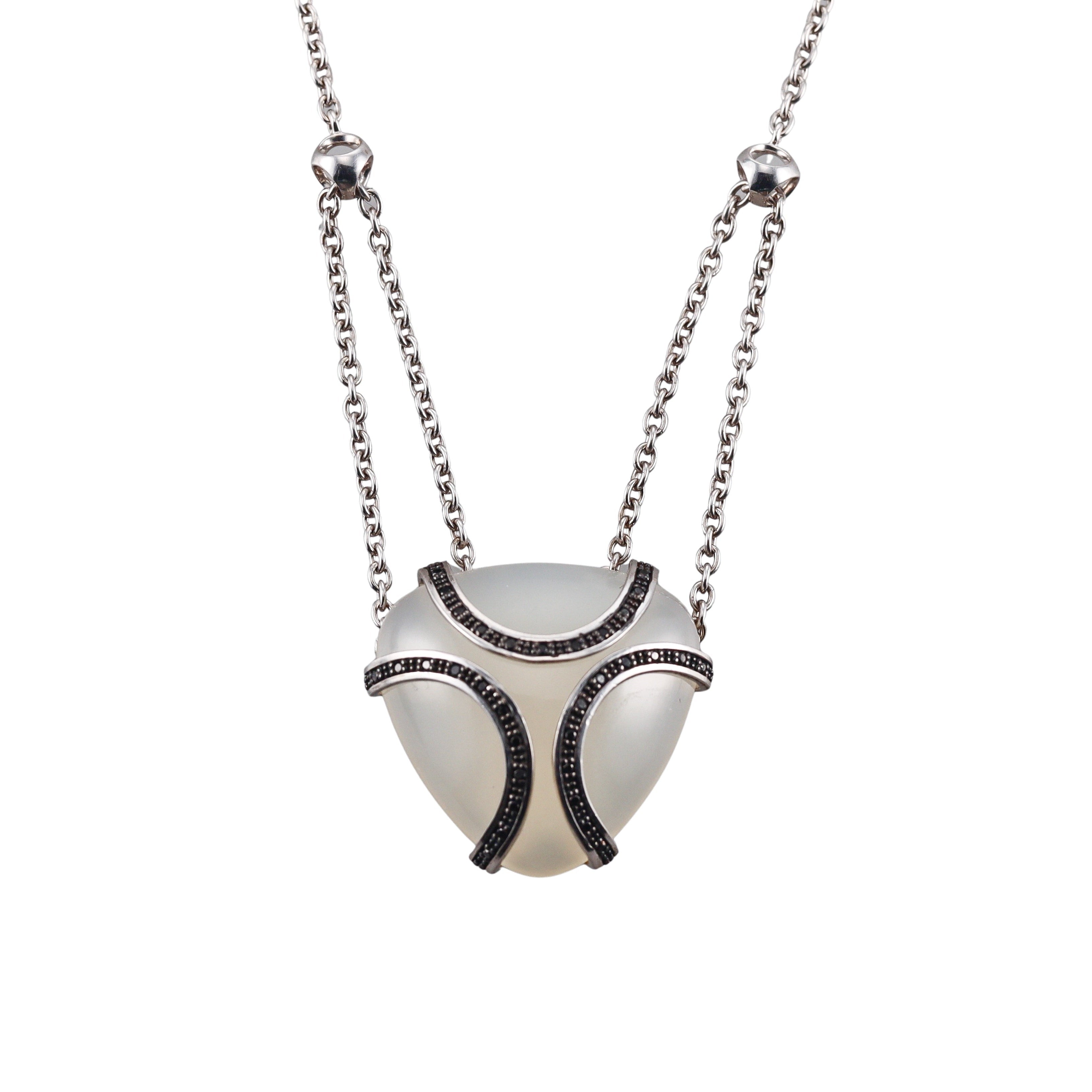 Di Modolo Spirit White Onyx & Diamond Necklace in Sterling Silver plated with