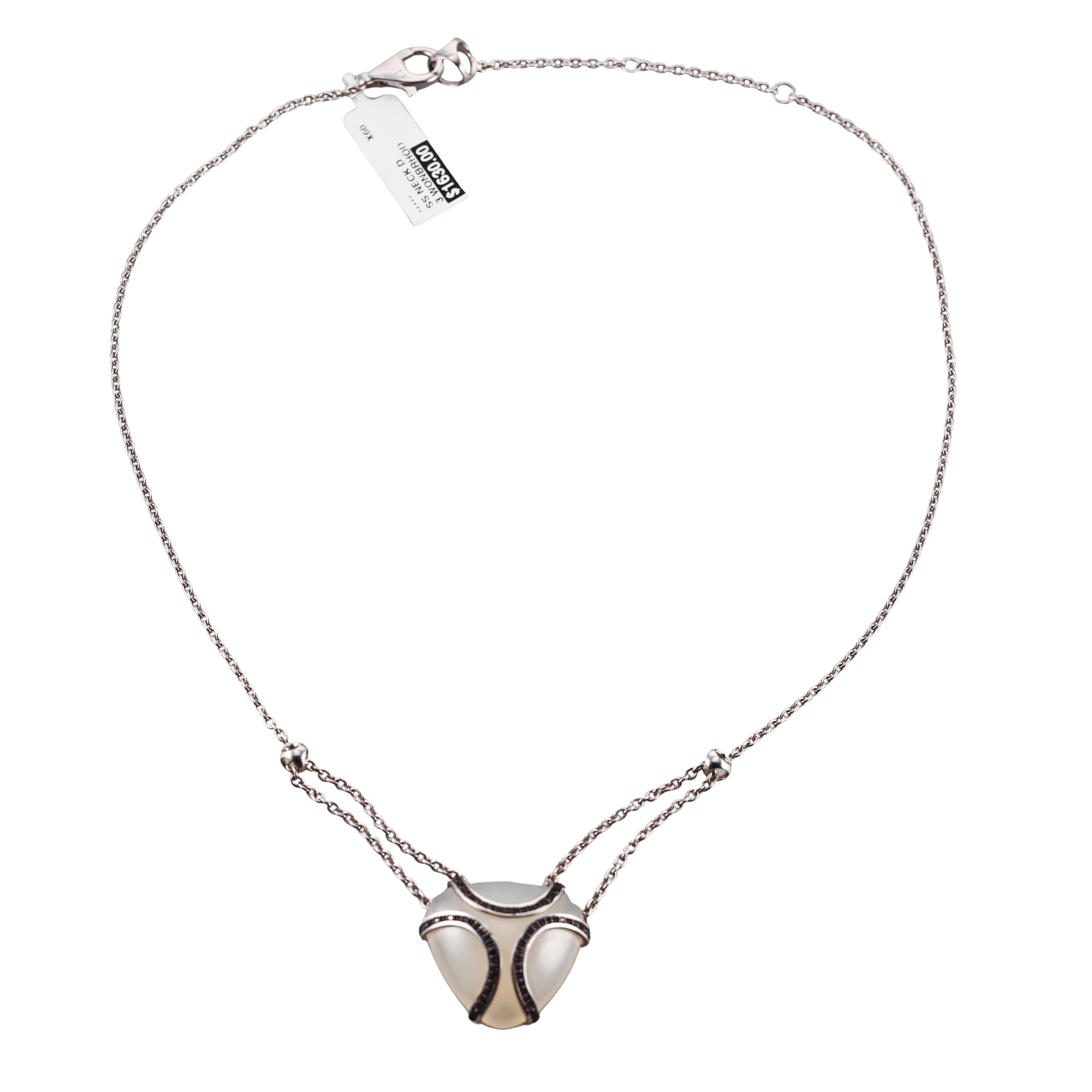 Di Modolo Spirit White Onyx & Diamond Necklace in Sterling Silver plated with