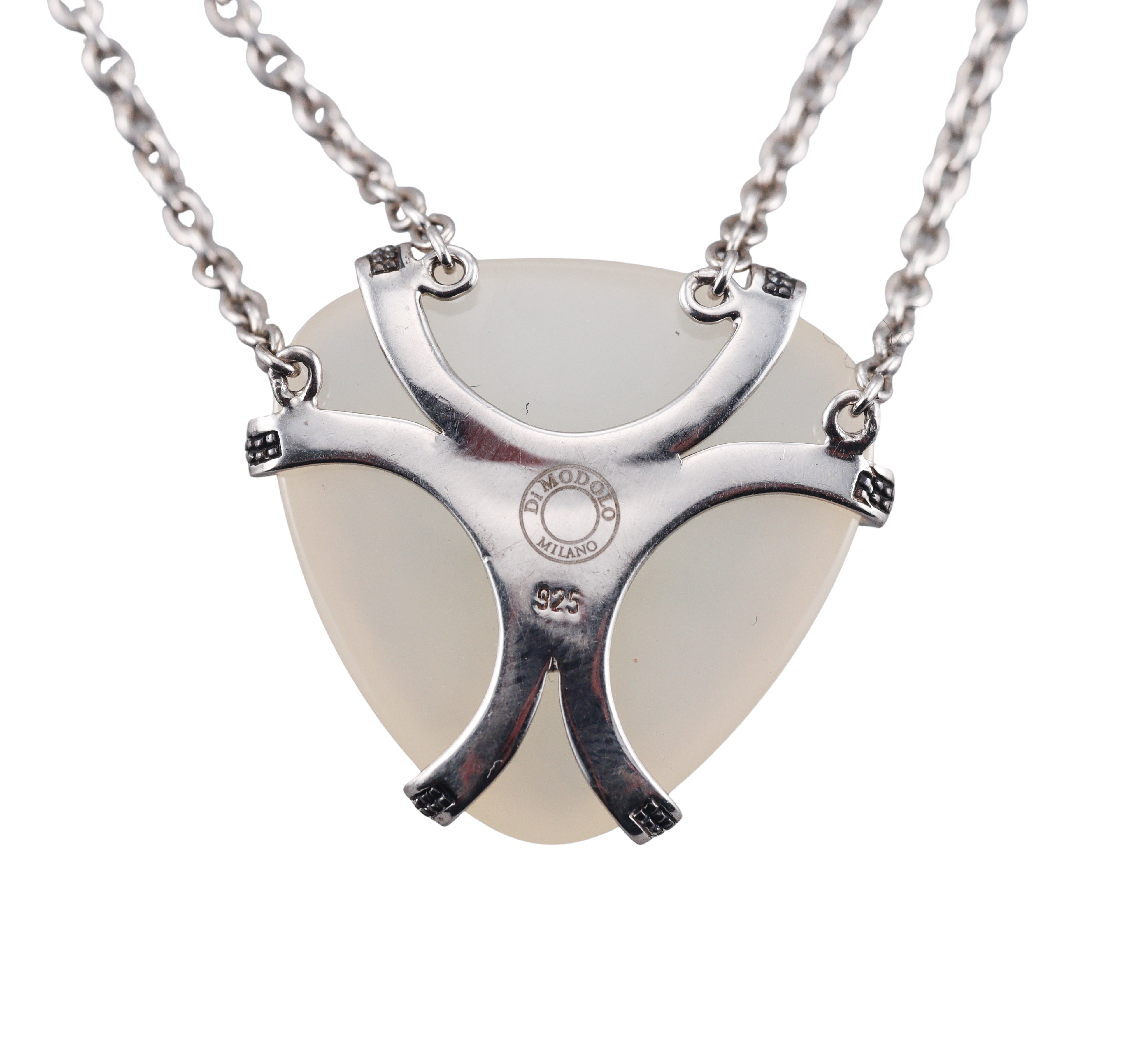 Di Modolo Spirit White Onyx & Diamond Necklace in Sterling Silver plated with