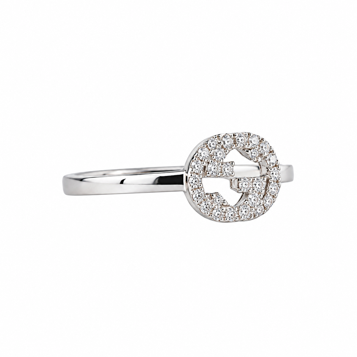 Gucci Iterlocking GG 18K White Gold Diamond Ring