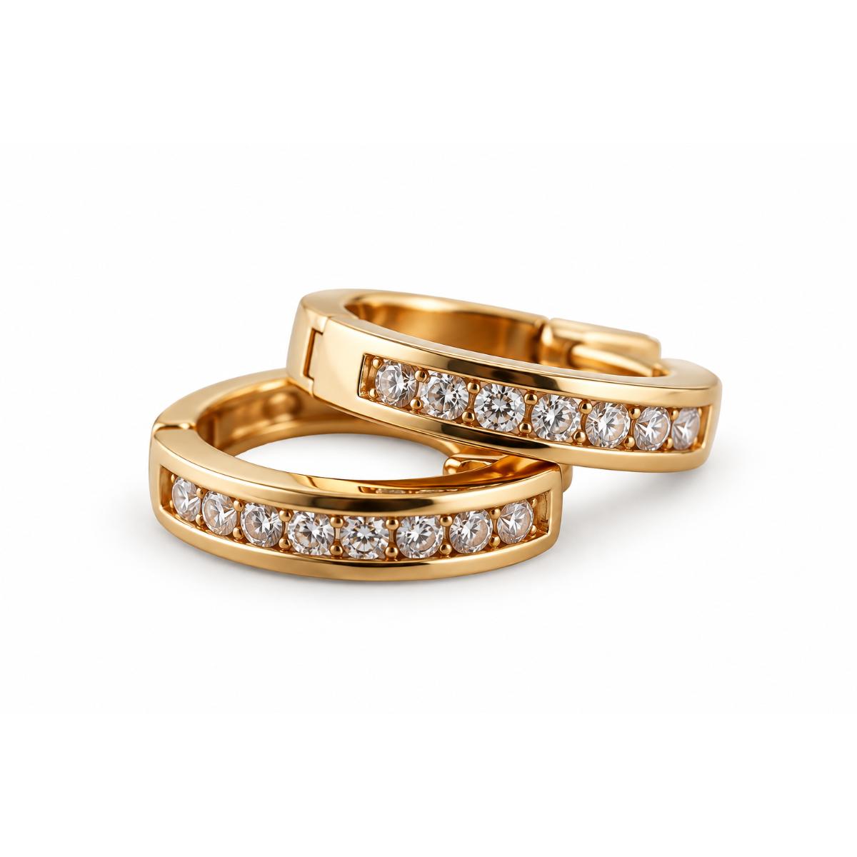 14k Gold Diamond Hoop Earrings