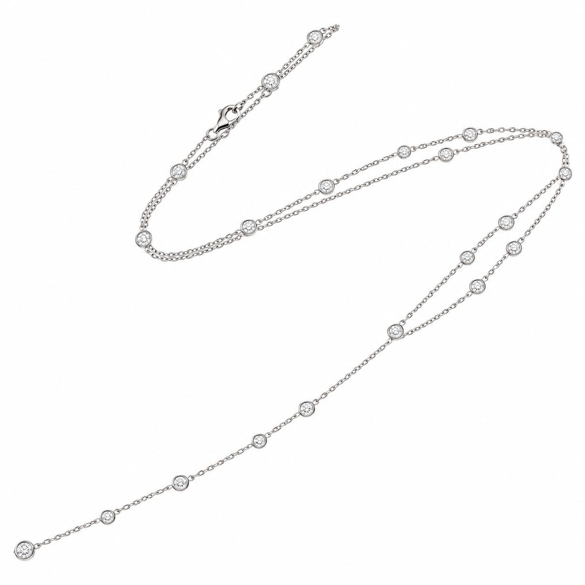 Memoire Cascade Lariat 18k Gold Diamond Necklace