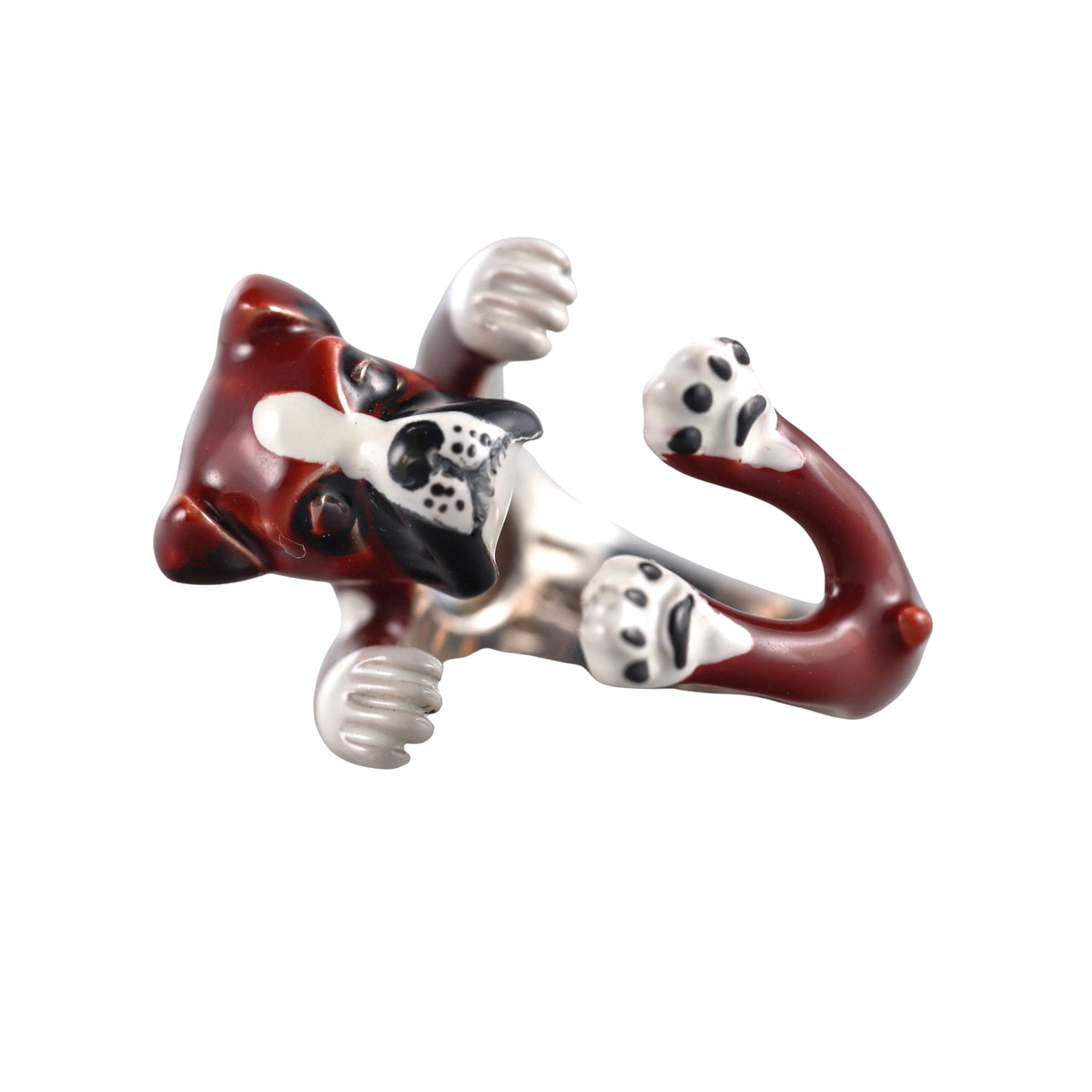 Dog Fever Enameled Sterling Silver Boxer Ring
