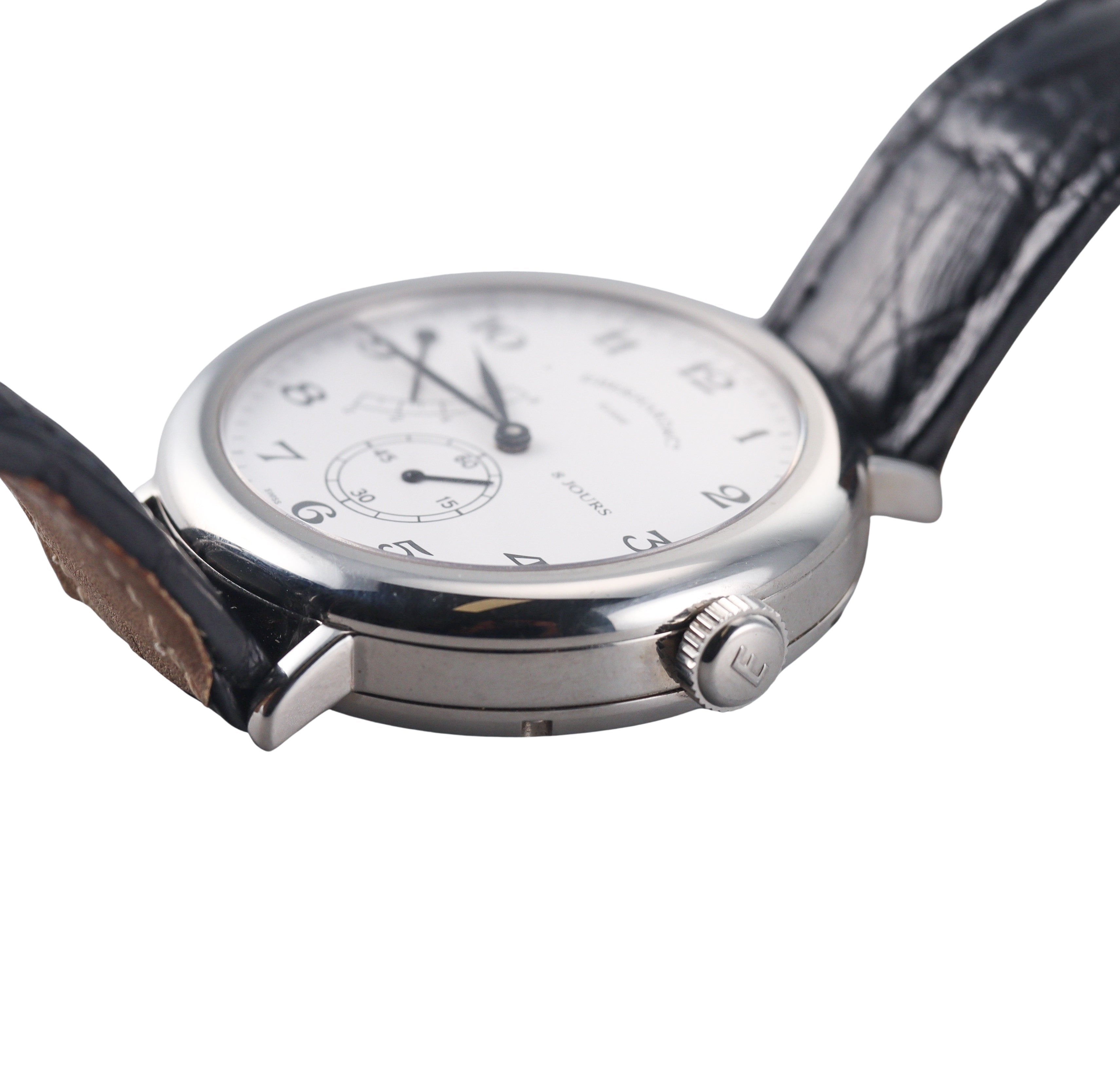 Eberhard 8 Days Power Reserve Steel Manual Wind Watch 21017