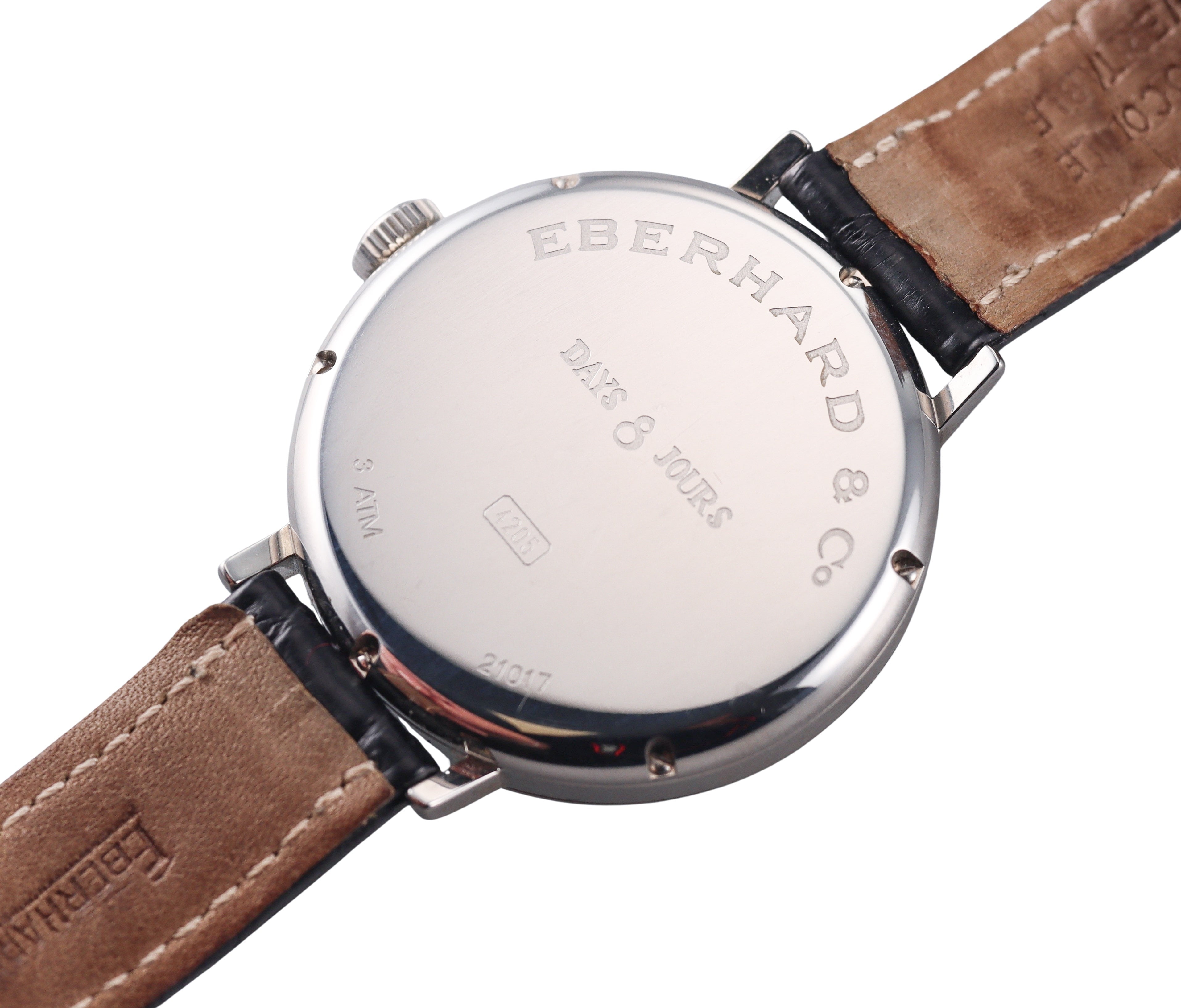 Eberhard 8 Days Power Reserve Steel Manual Wind Watch 21017