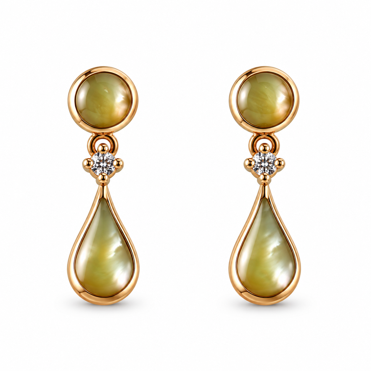 Kabana 14K Yellow Gold Mother of Pearl Diamond Drop Earrings