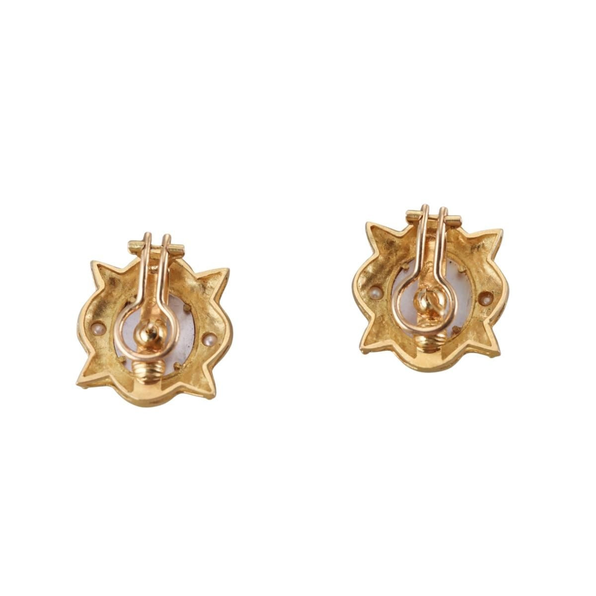 Elizabeth Locke 18k Gold Citrine Intaglio Pearl Earrings