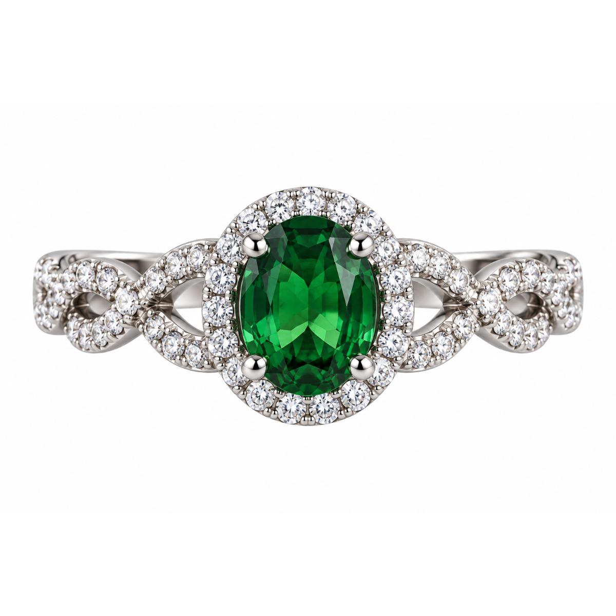 14k Gold Diamond Diopside Infinity Ring