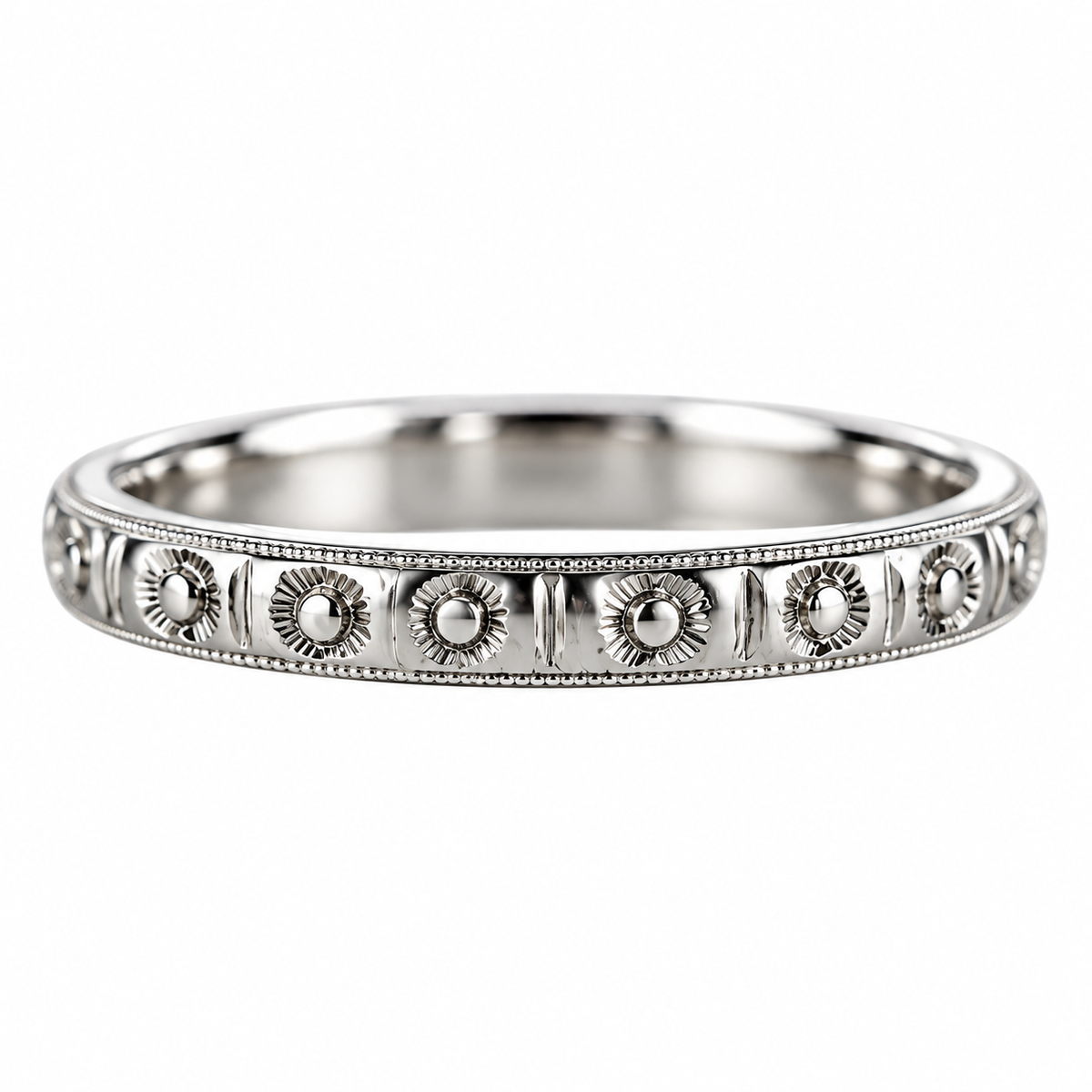 Peacock Belais Art Deco 18k Gold Wedding Band Ring