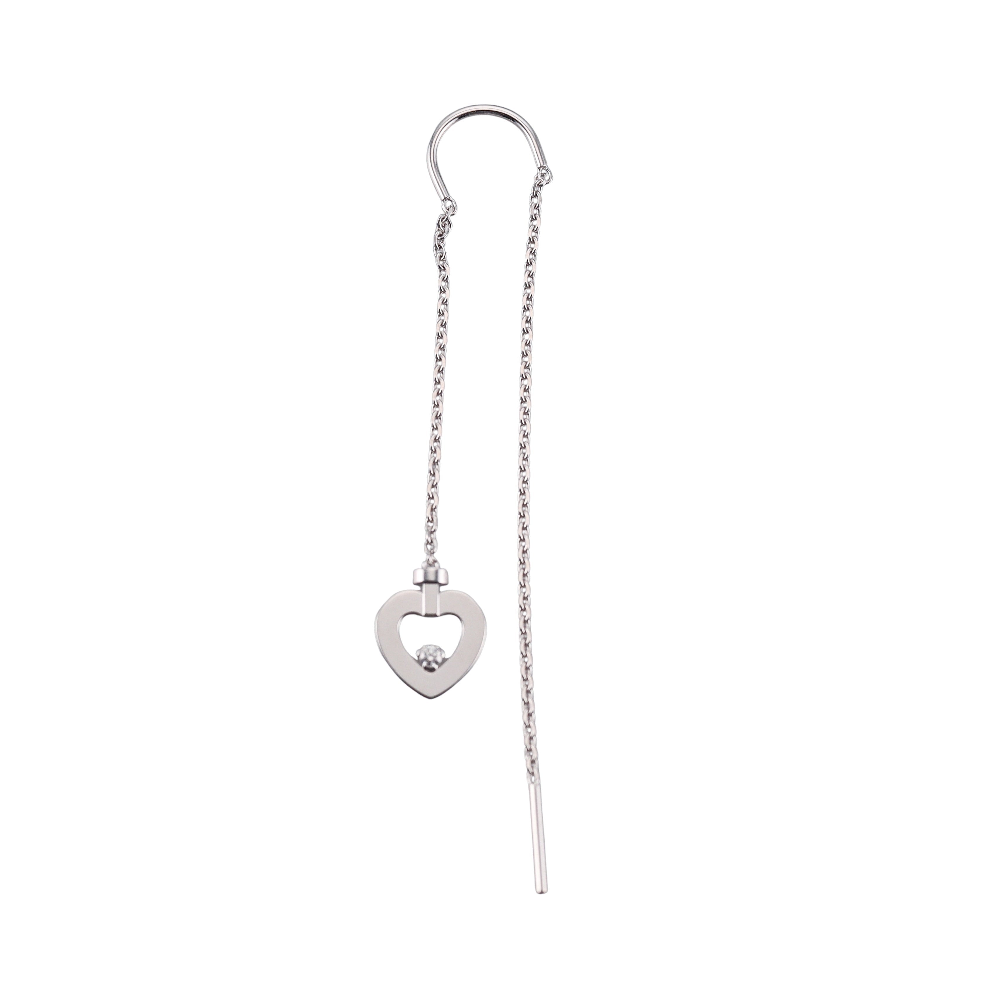 Fred Pretty Woman 18k White Gold Diamond Heart Chain Single Earring