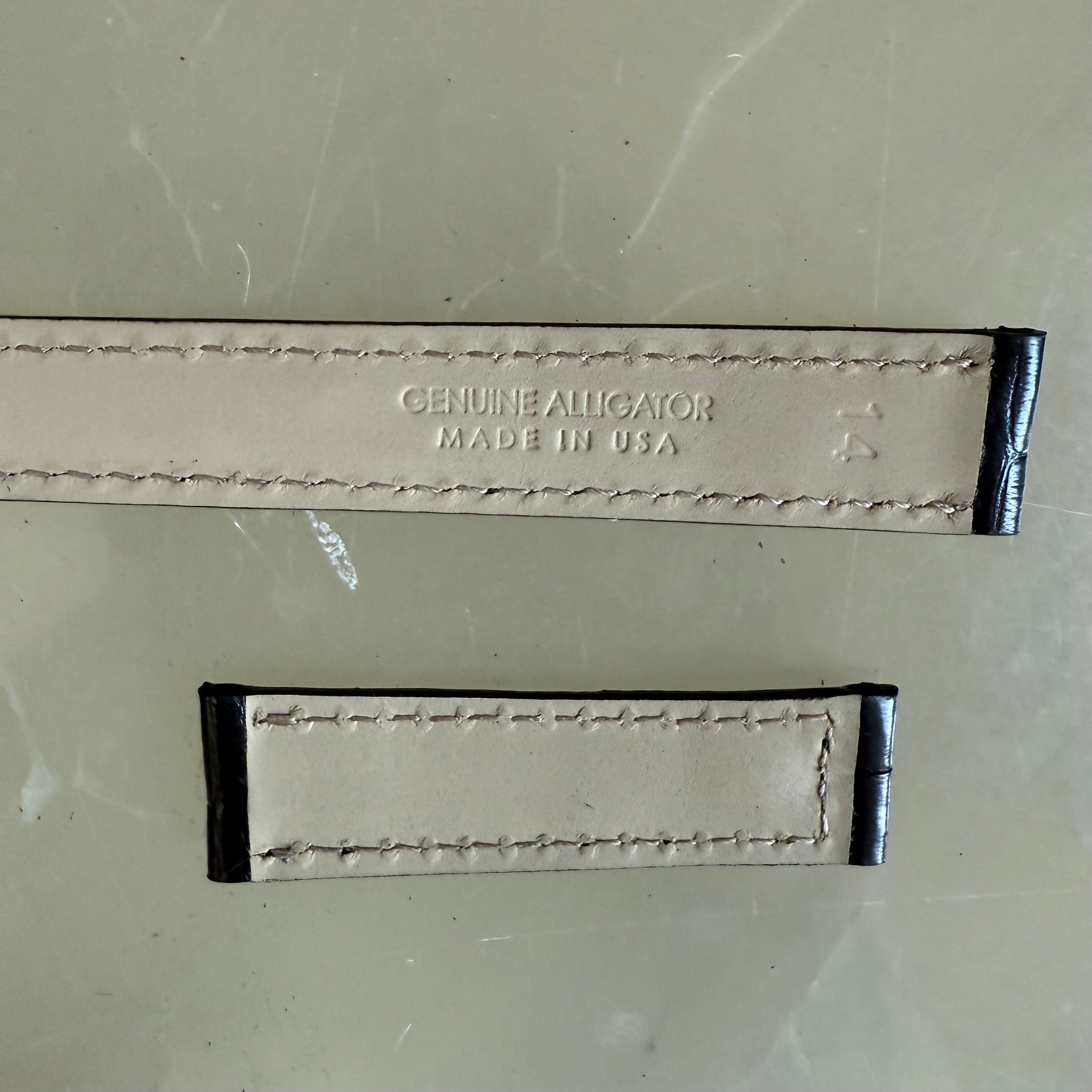 Genuine Alligator Black Watch Strap Band 14mm Padded & Stitched