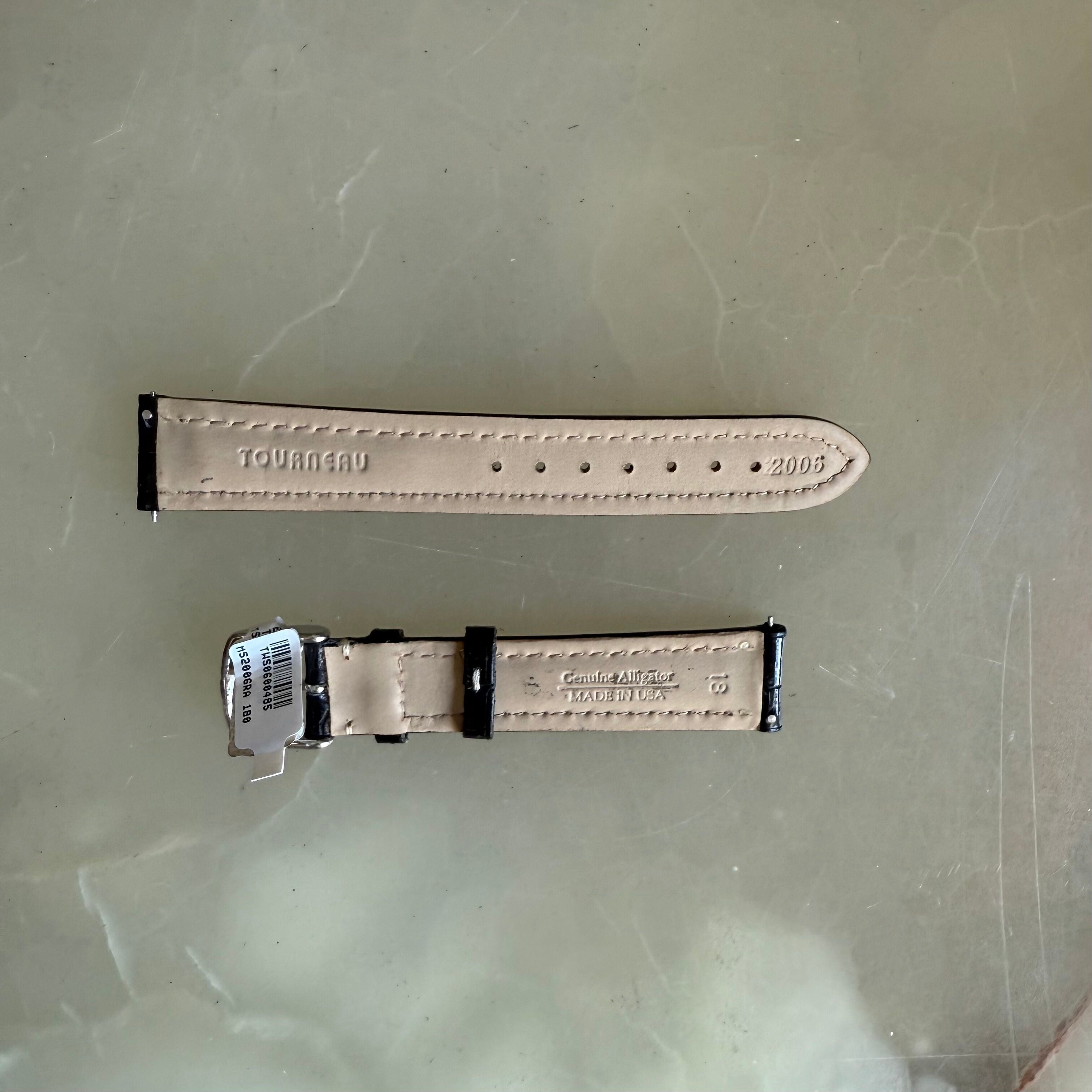 Genuine Alligator Black Watch Strap Band 18mm Padded & Stitched with Buckle