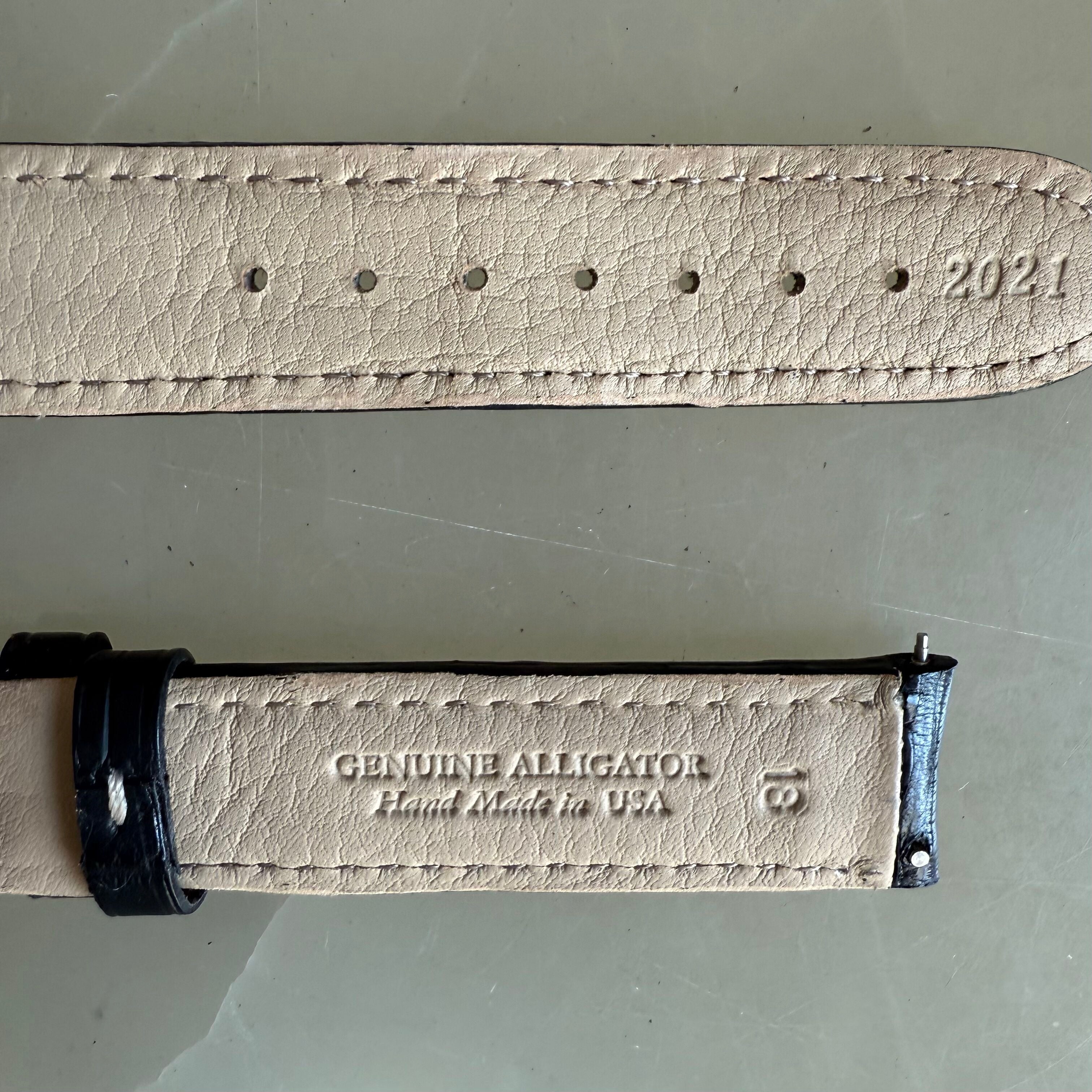 Genuine Alligator Black Watch Strap Band 18mm Padded & Stitched with Buckle