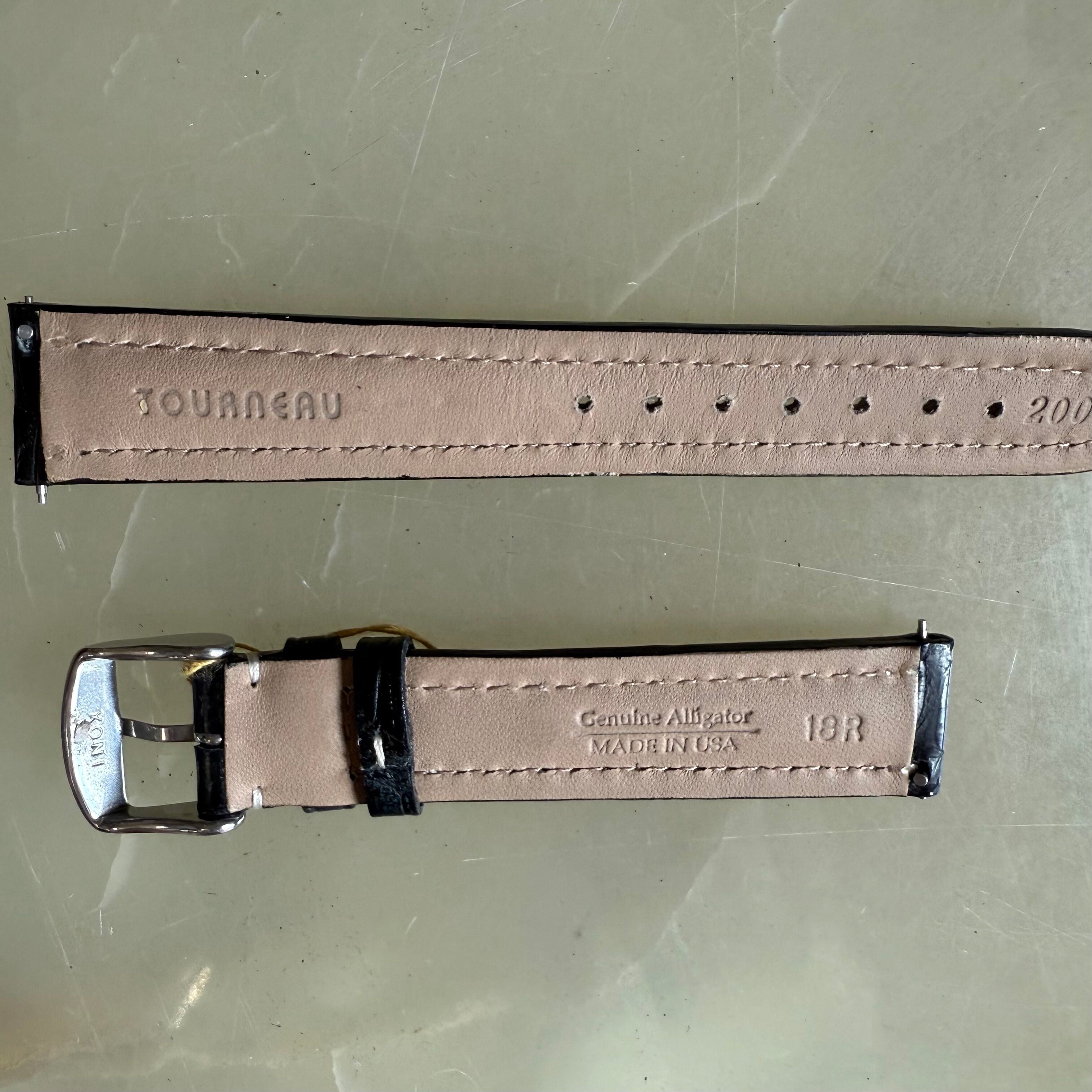 Genuine Alligator Black Watch Strap Band 18mm Padded & Stitched with Buckle