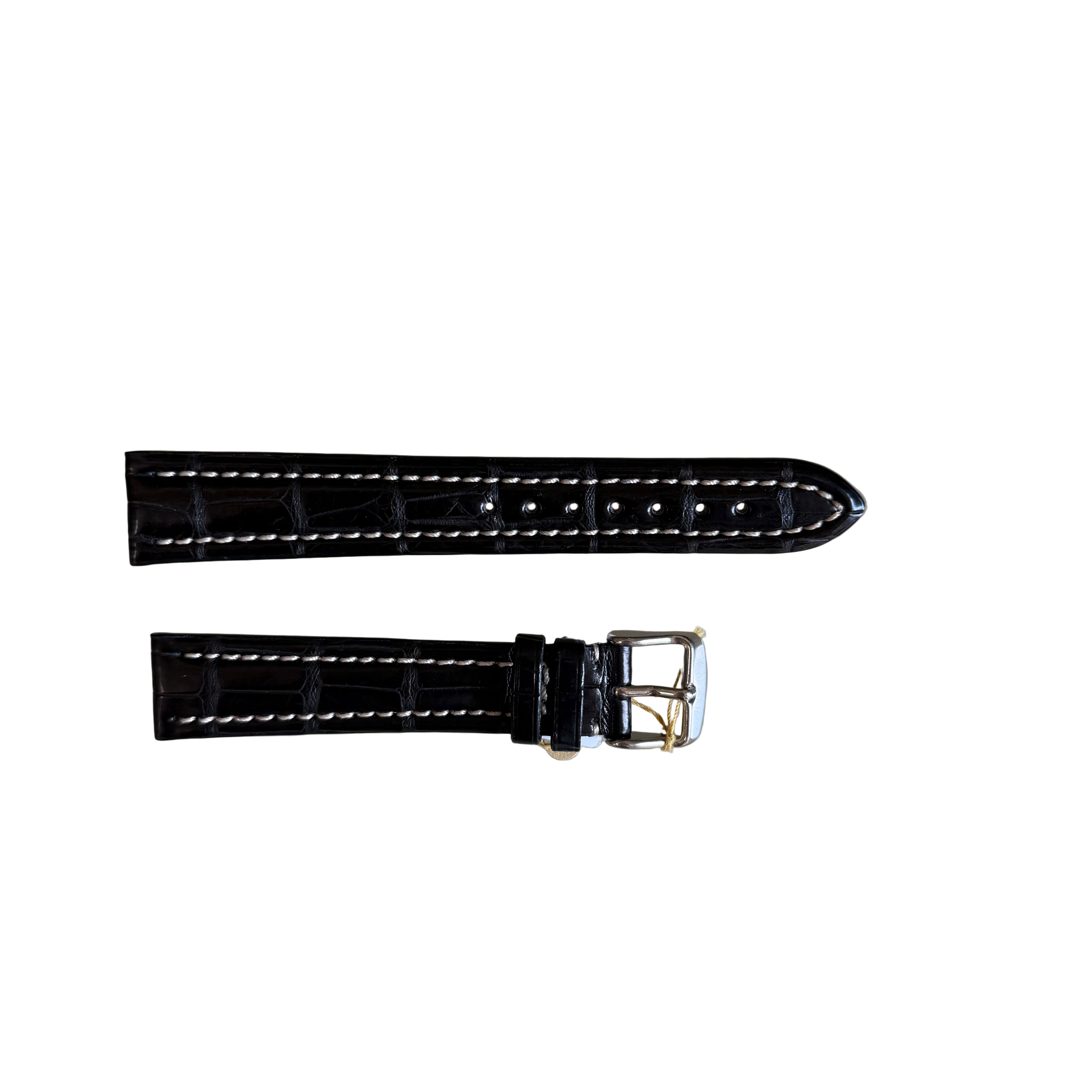Genuine Alligator Black Watch Strap Band 18mm Padded & Stitched with Buckle