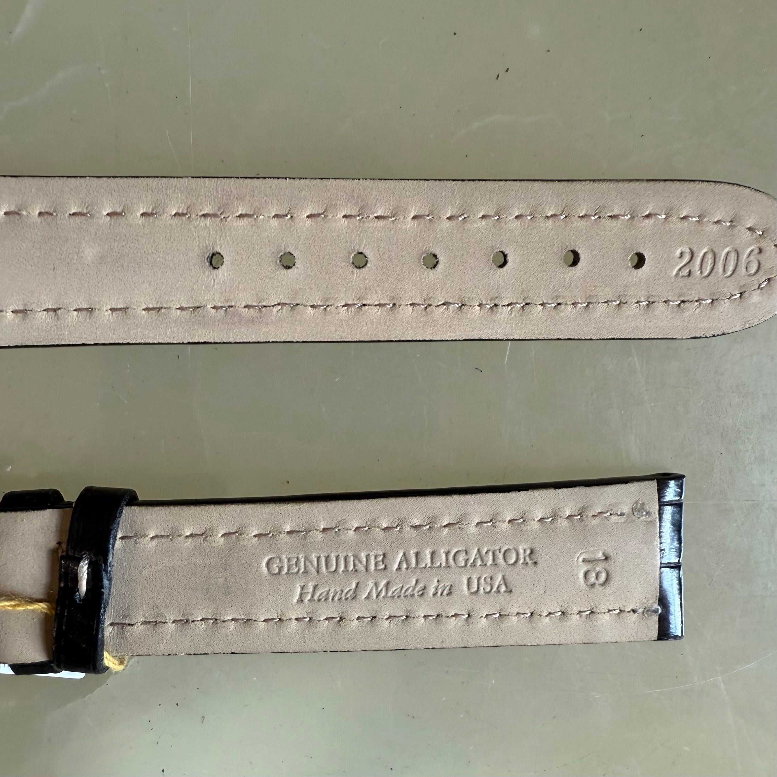 Genuine Alligator Black Watch Strap Band 18mm Padded & Stitched with Buckle