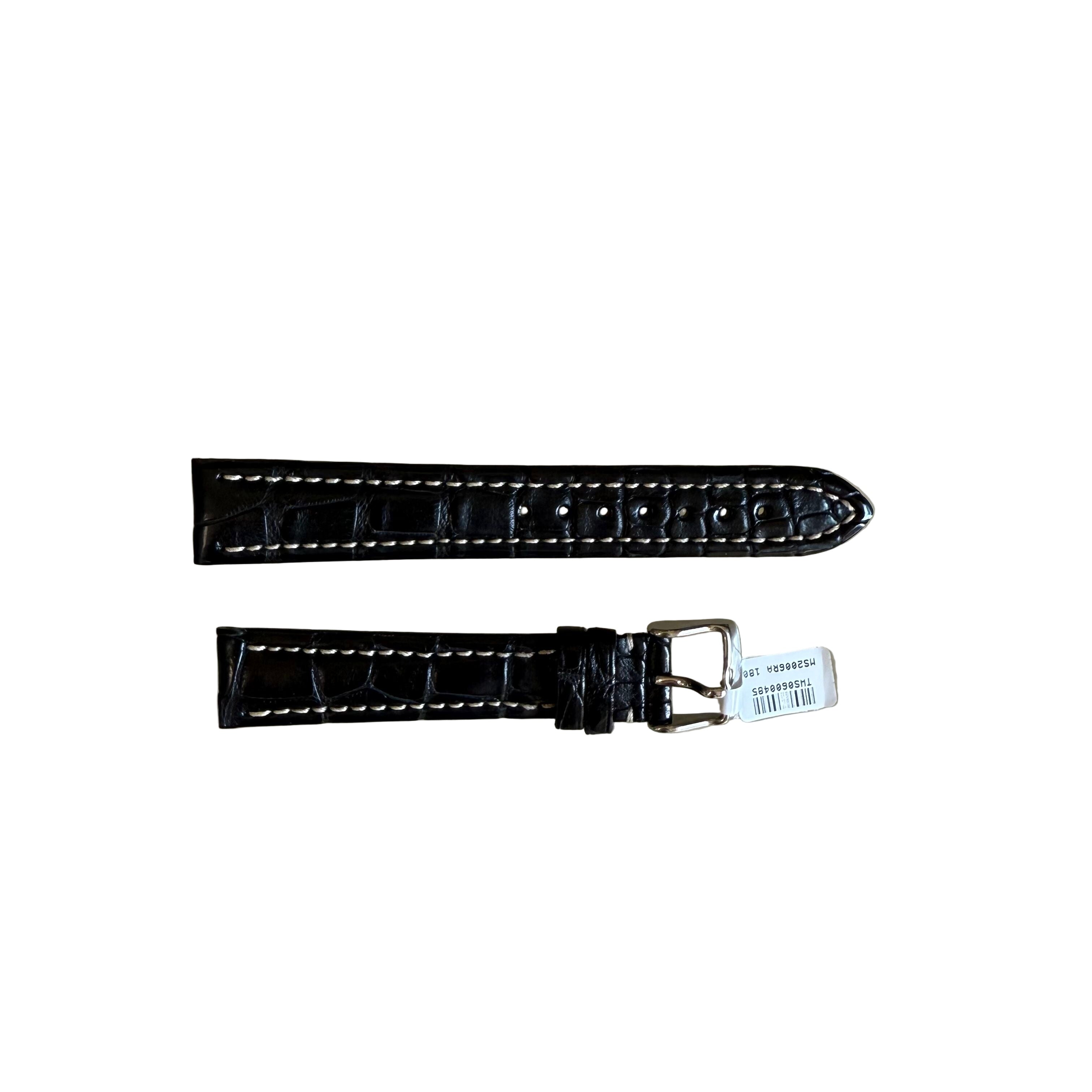 Genuine Alligator Black Watch Strap Band 18mm Padded & Stitched with Buckle