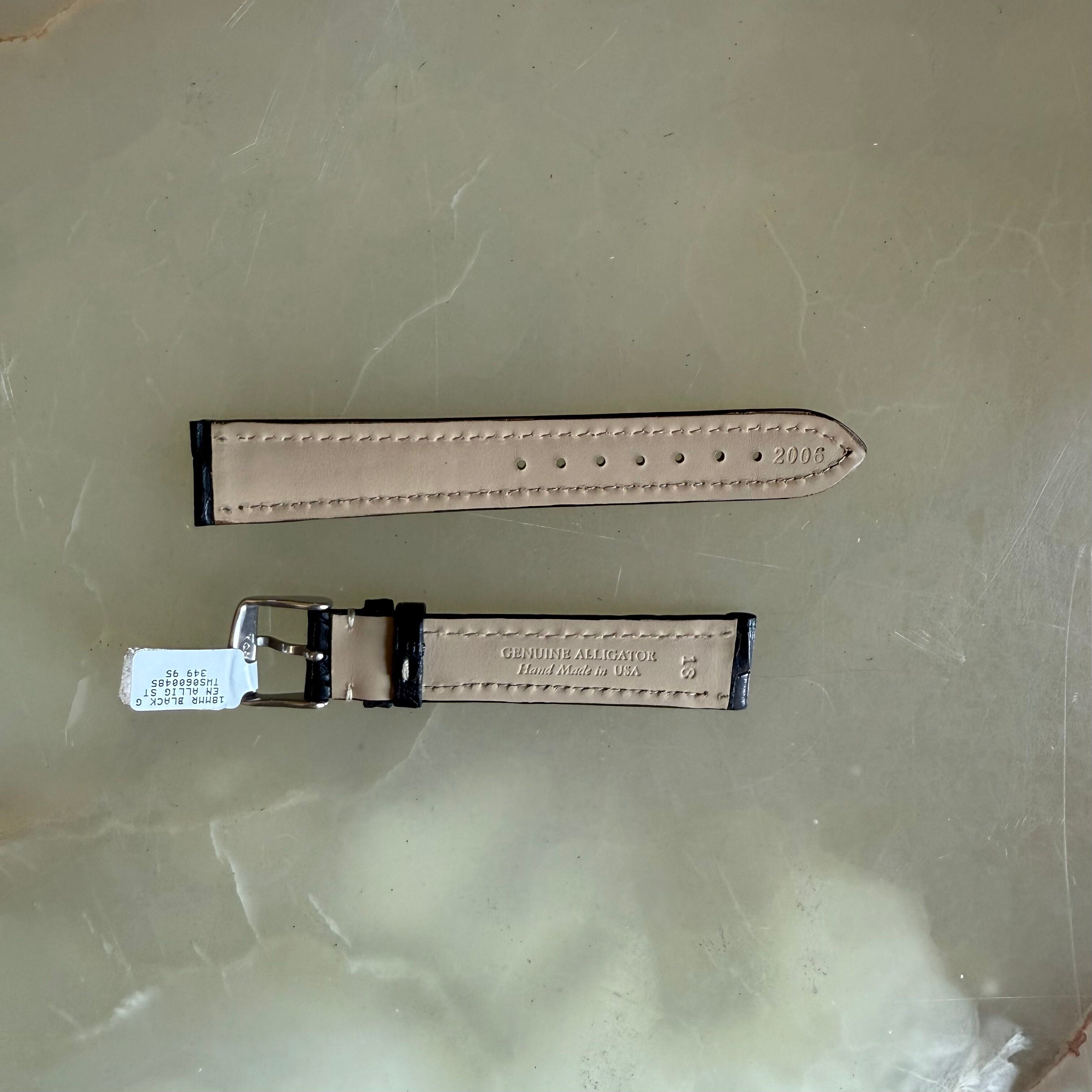 Genuine Alligator Black Watch Strap Band 18mm Padded & Stitched with Buckle