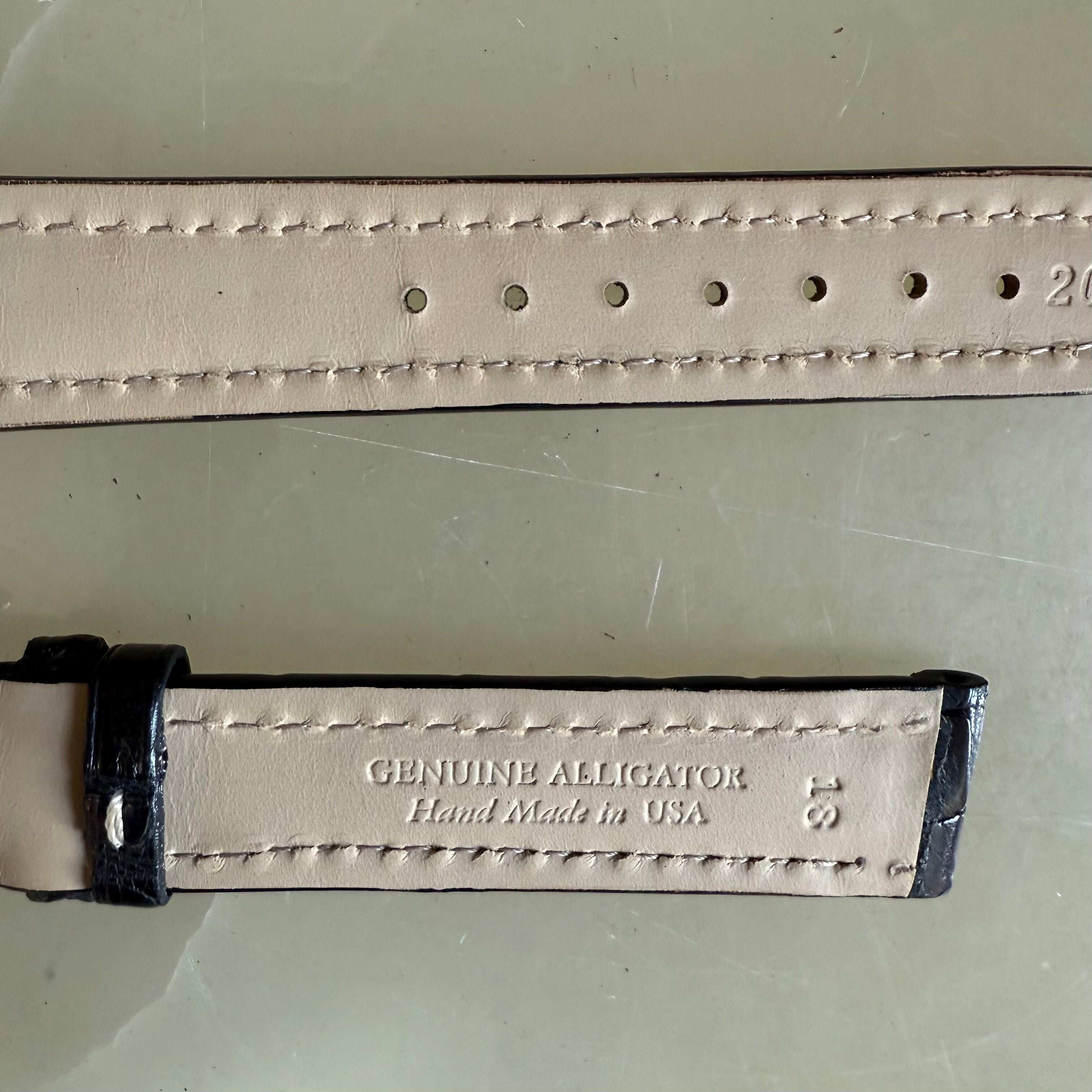 Genuine Alligator Black Watch Strap Band 18mm Padded & Stitched with Buckle