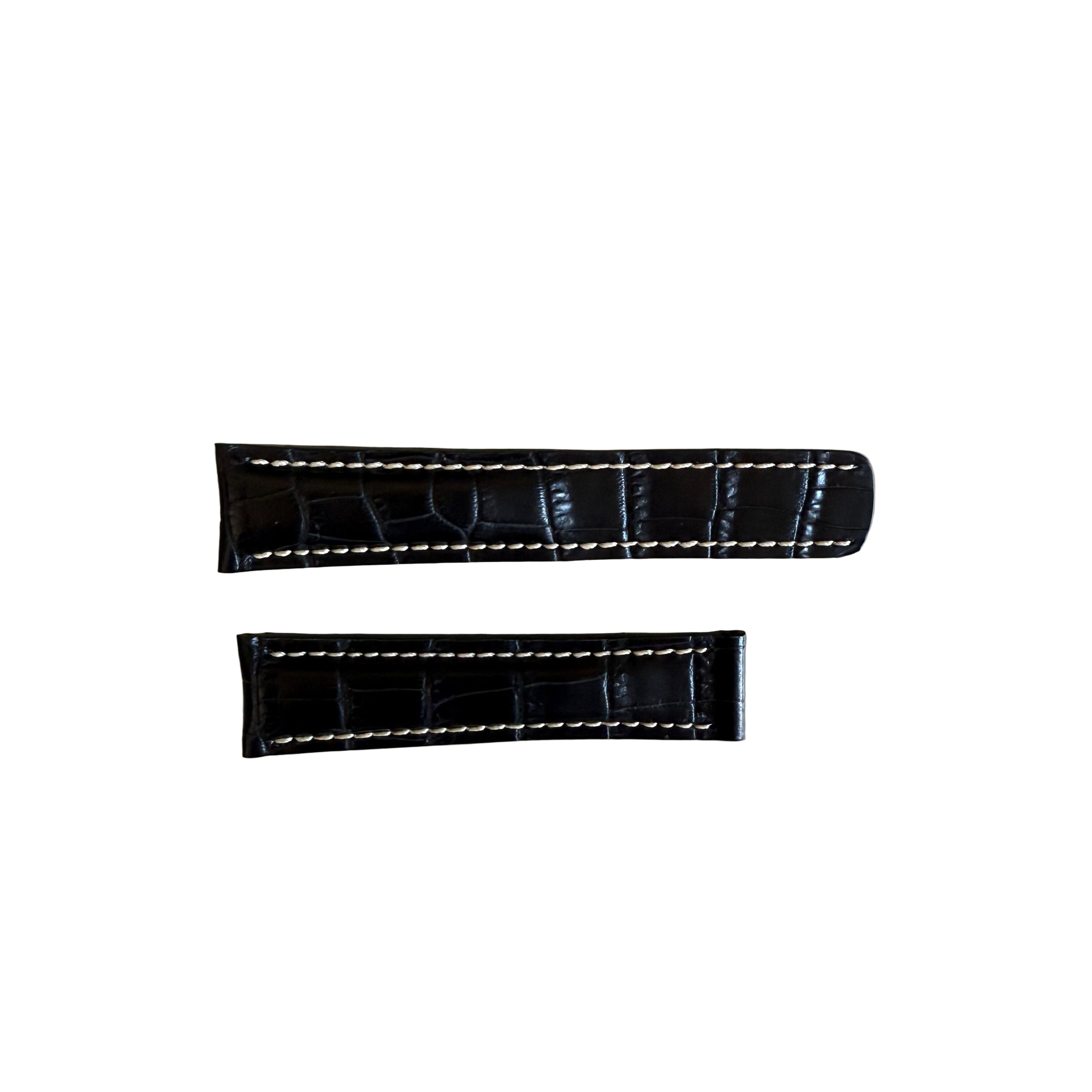 Genuine Alligator Black Watch Strap Band 22mm Padded & Stitched
