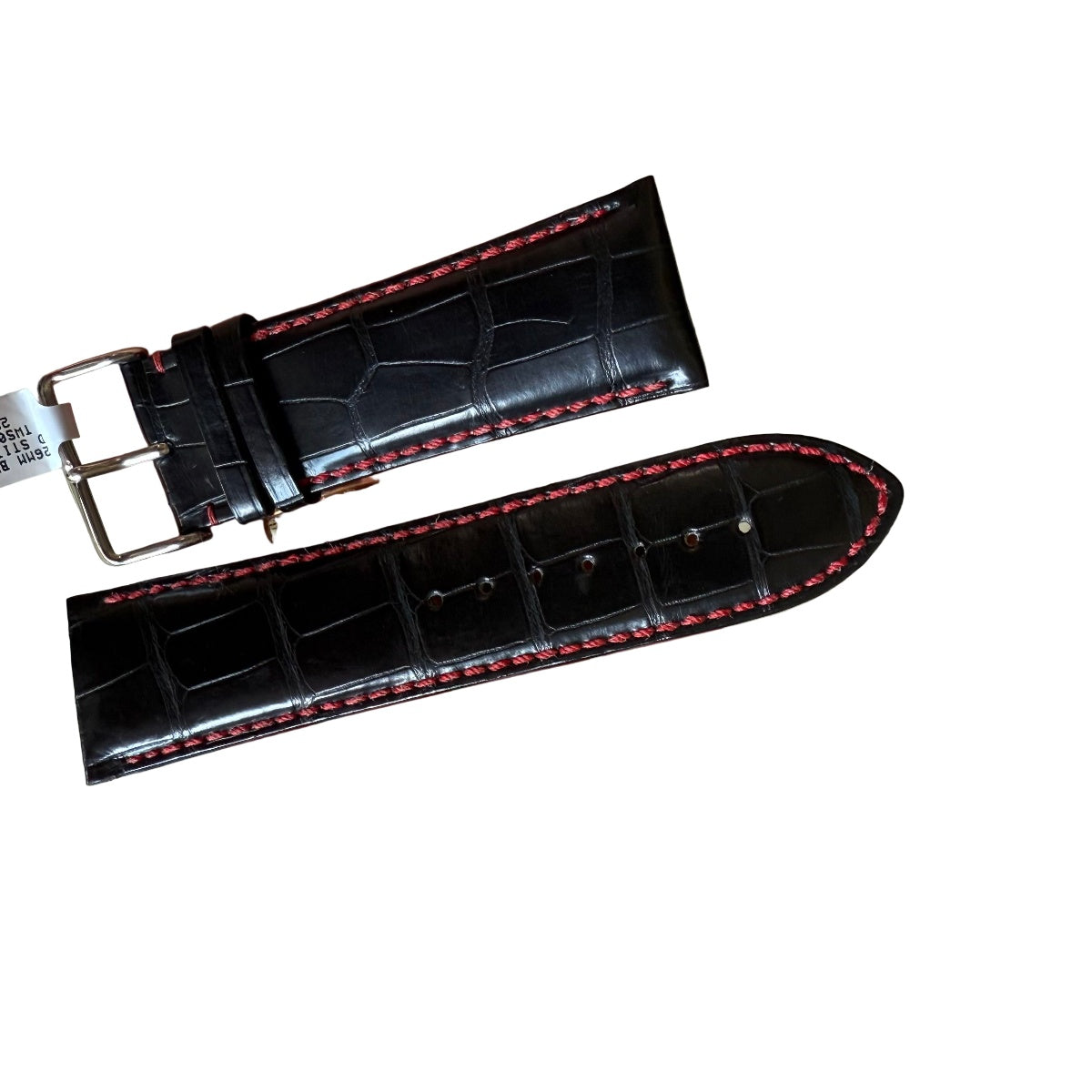 Genuine Alligator Black Watch Strap Band 26mm Padded & Stitched with Buckle
