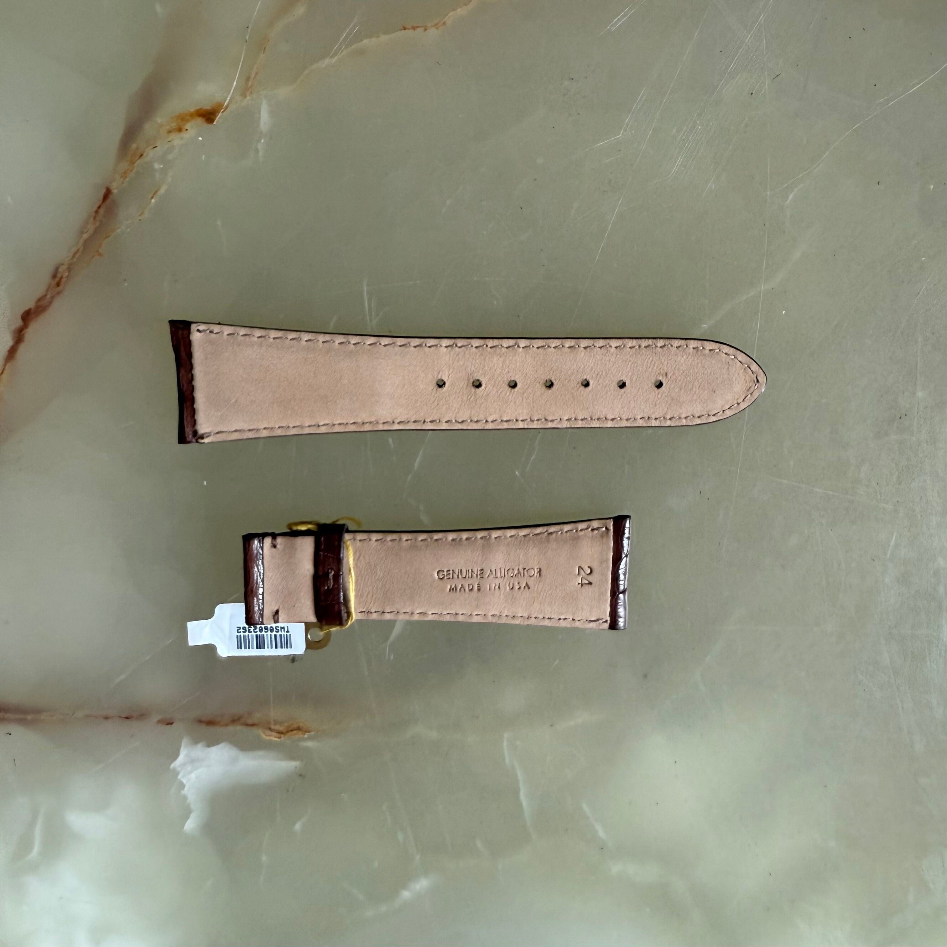Genuine Alligator Brown Watch Strap Band 24mm Padded & Stitched