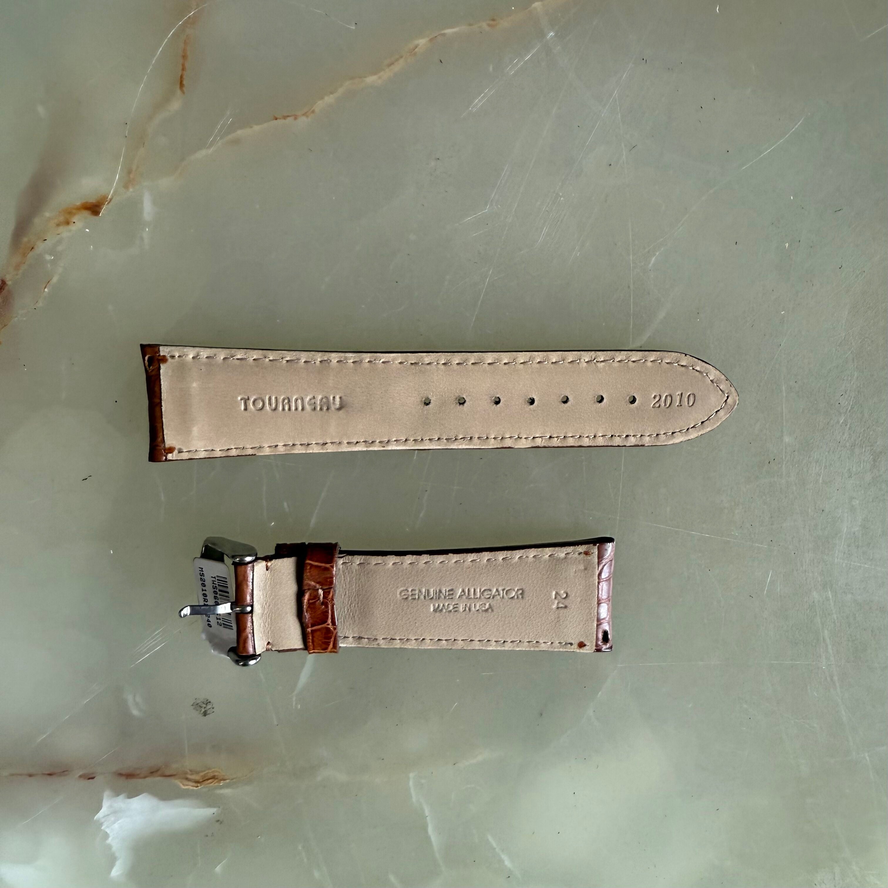 Genuine Alligator Brown Watch Strap Band 24mm Padded & Stitched with Buckle