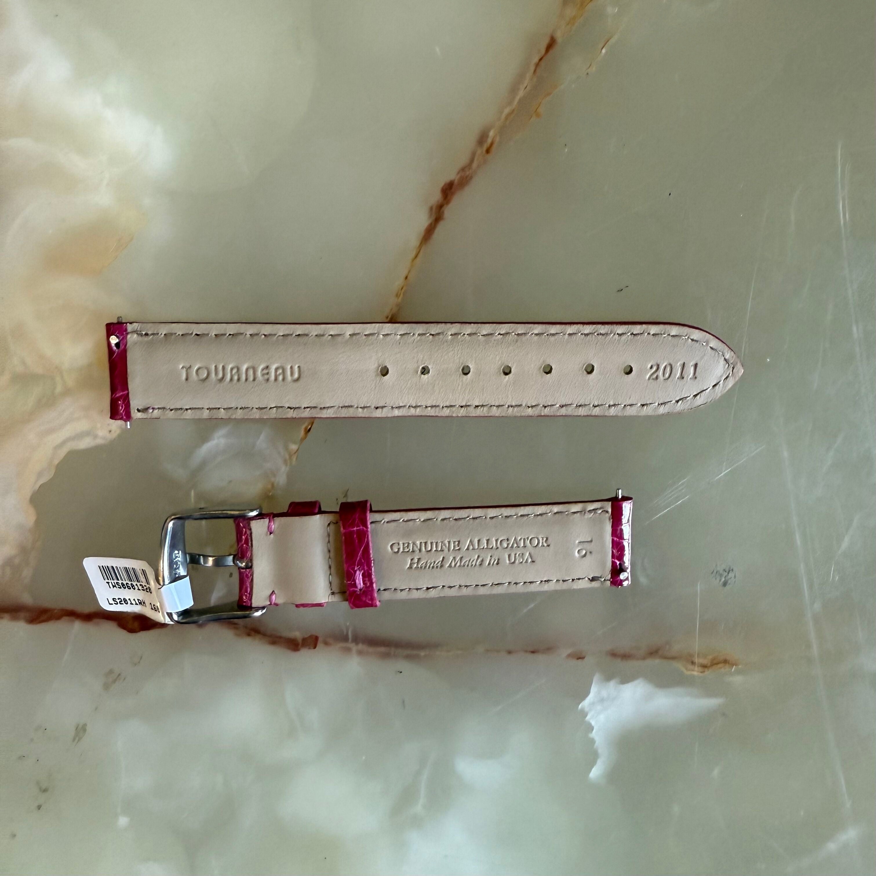 Genuine Alligator Pink Watch Strap Band 16mm Padded & Stitched w Buckle