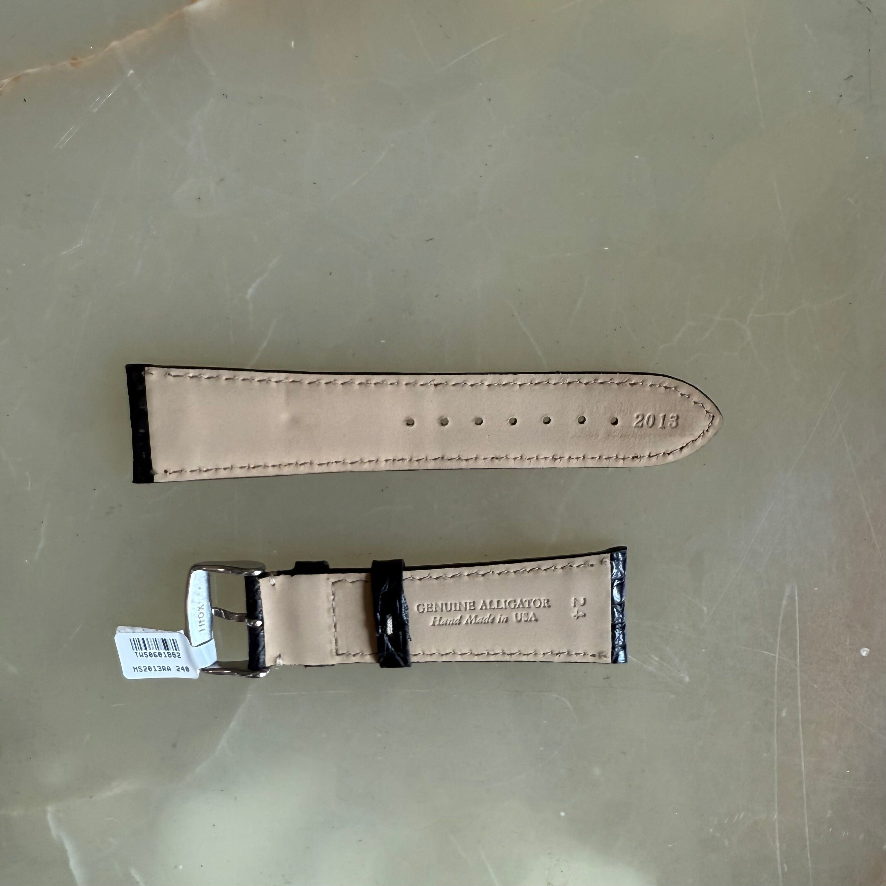 Genuine Alligator Watch Strap Band 24mm Padded & Stitched with Buckle