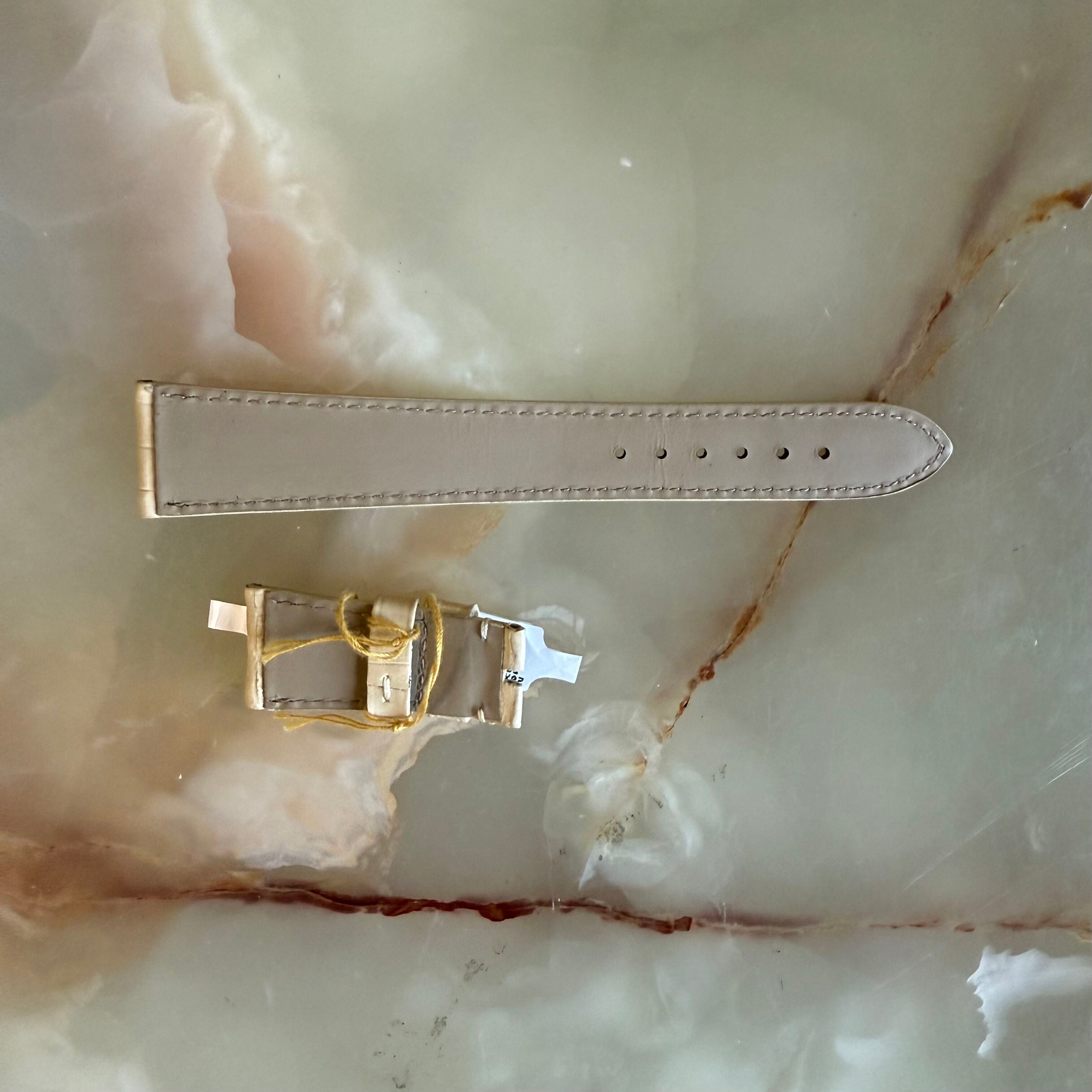 Genuine Crocodile Beige Watch Strap Band 20mm Padded & Stitched
