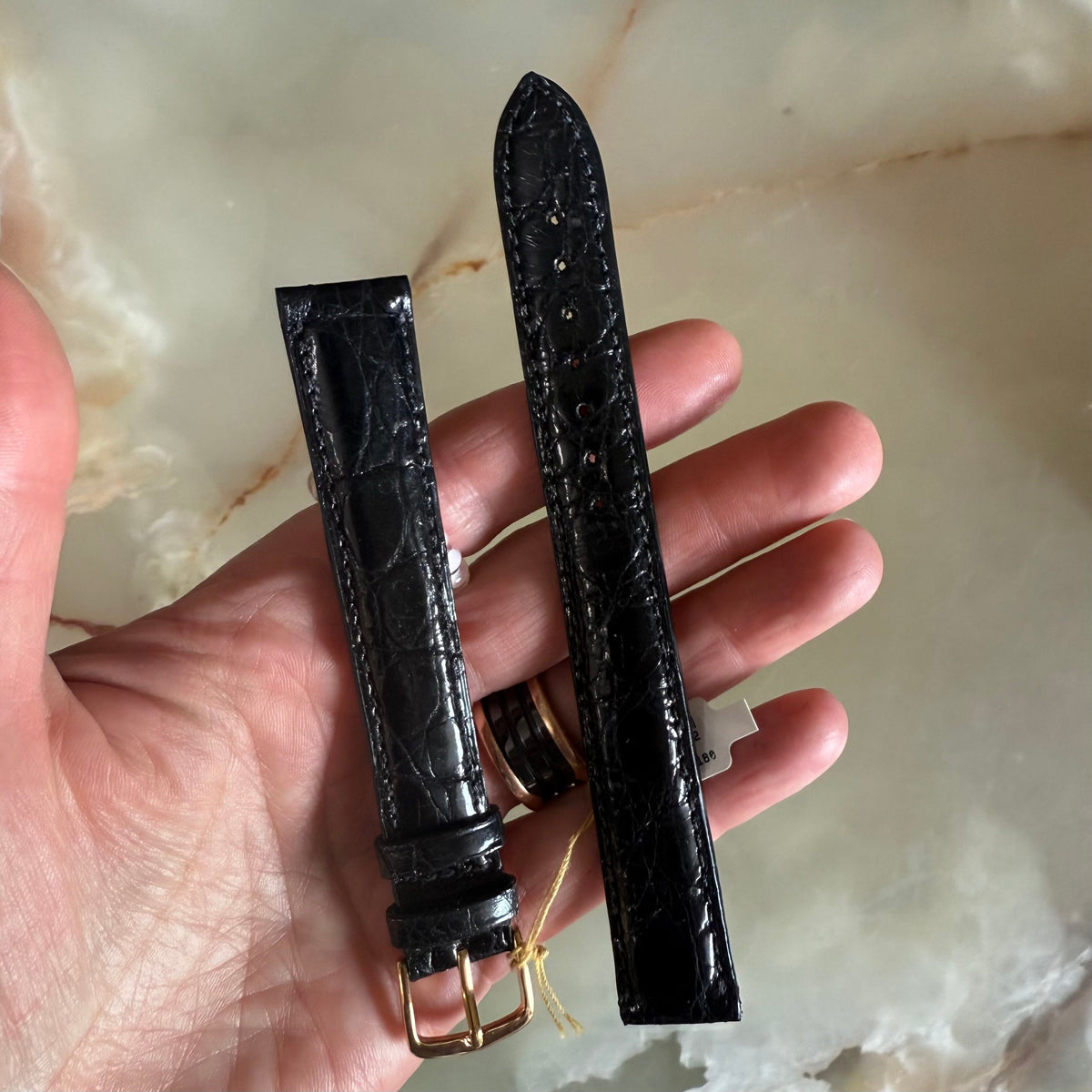 Genuine Crocodile Black Watch Strap Band 18mm Padded & Stitched w Buckle