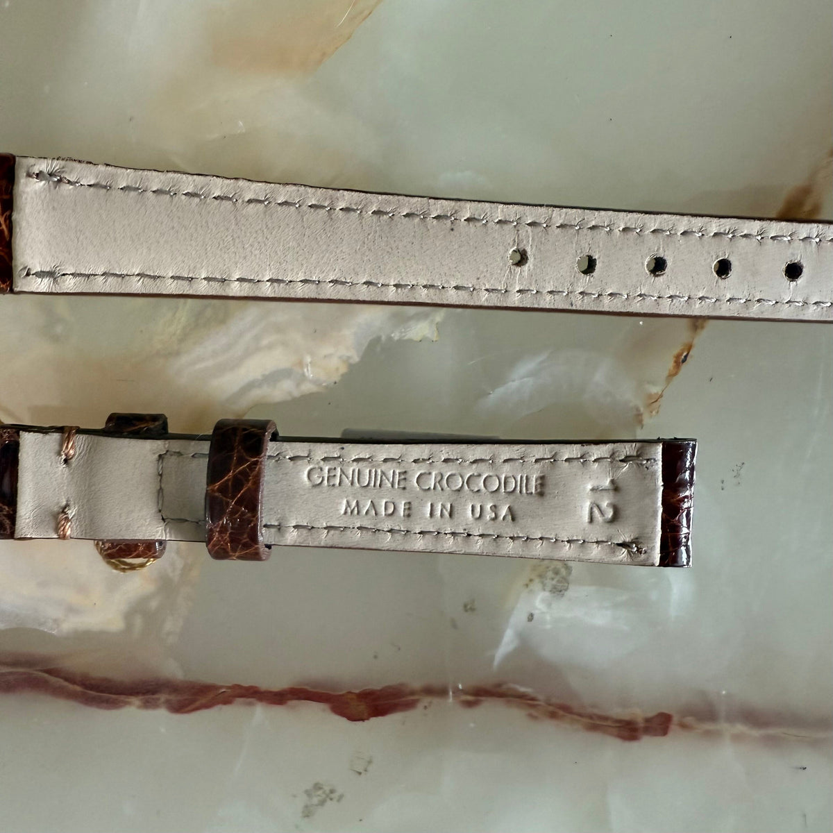Genuine Crocodile Brown Watch Strap Band 12mm Padded & Stitched