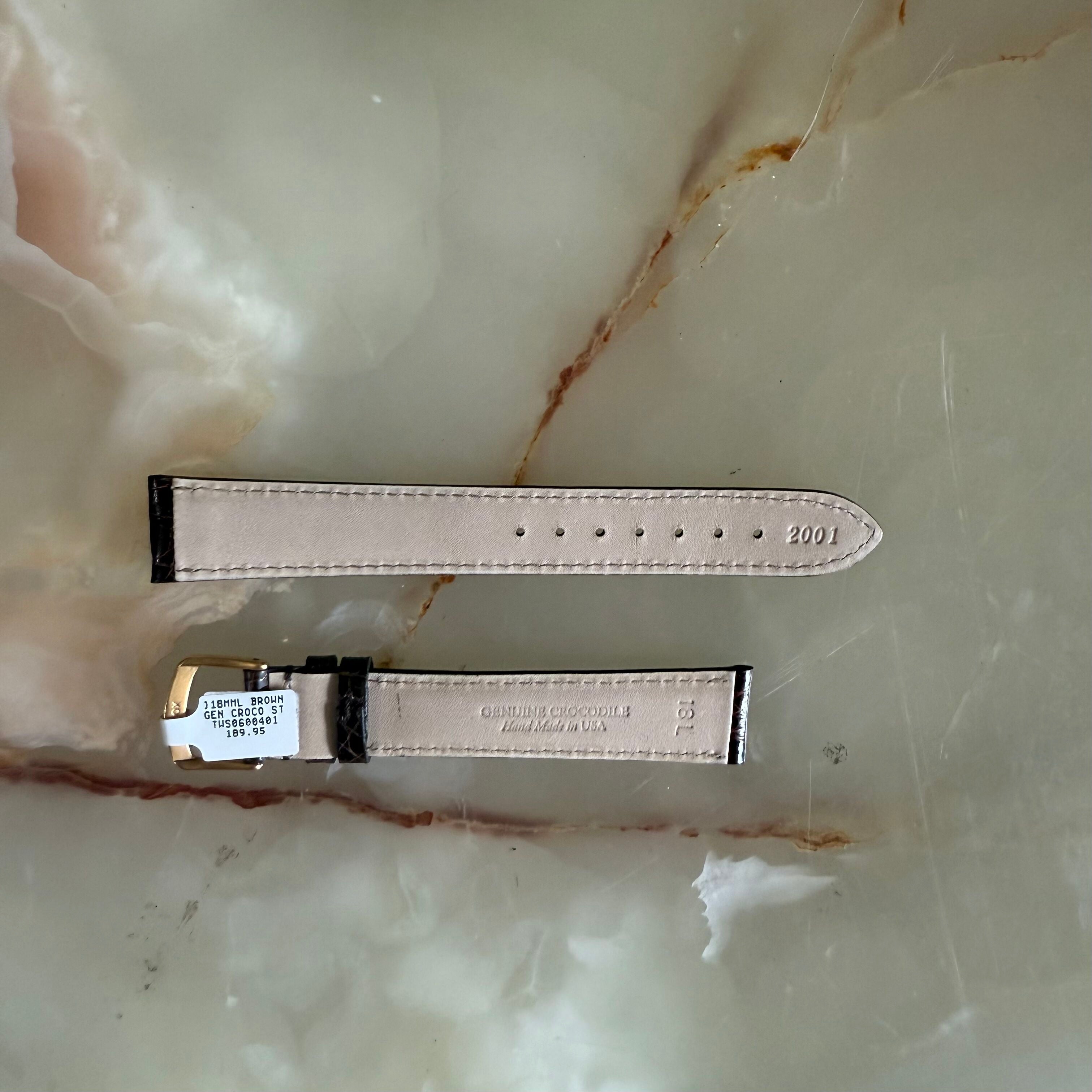 Genuine Crocodile Brown Watch Strap Band 18mm Padded & Stitched w Buckle