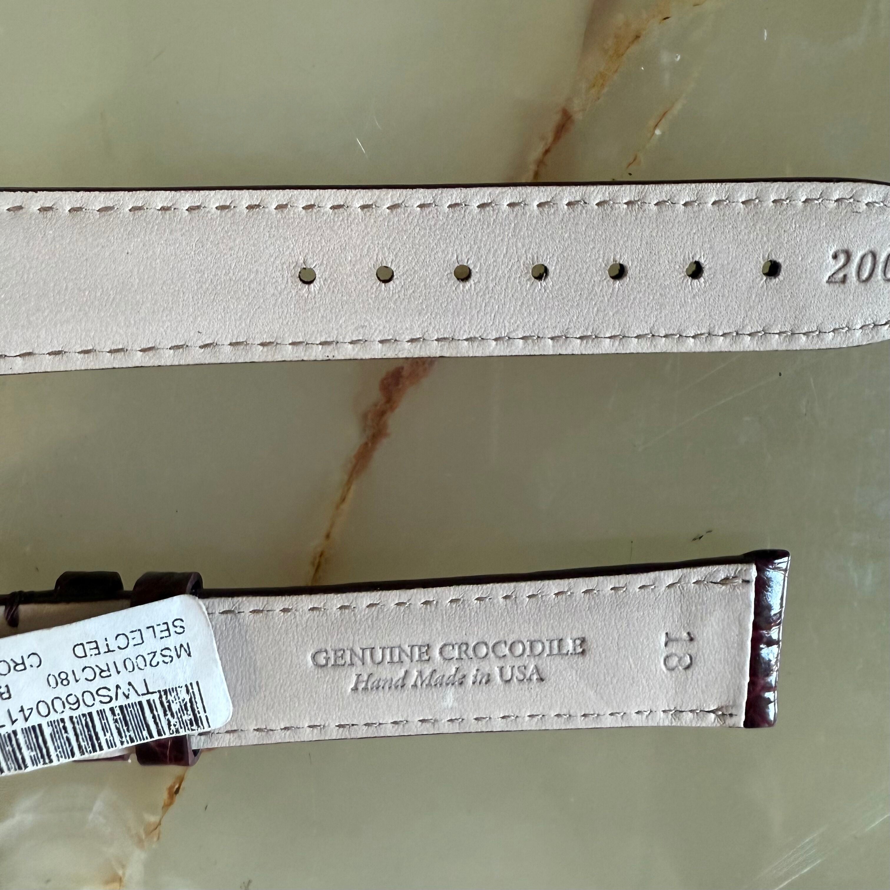 Genuine Crocodile Burgundy Watch Strap Band 18mm Padded & Stitched w Buckle
