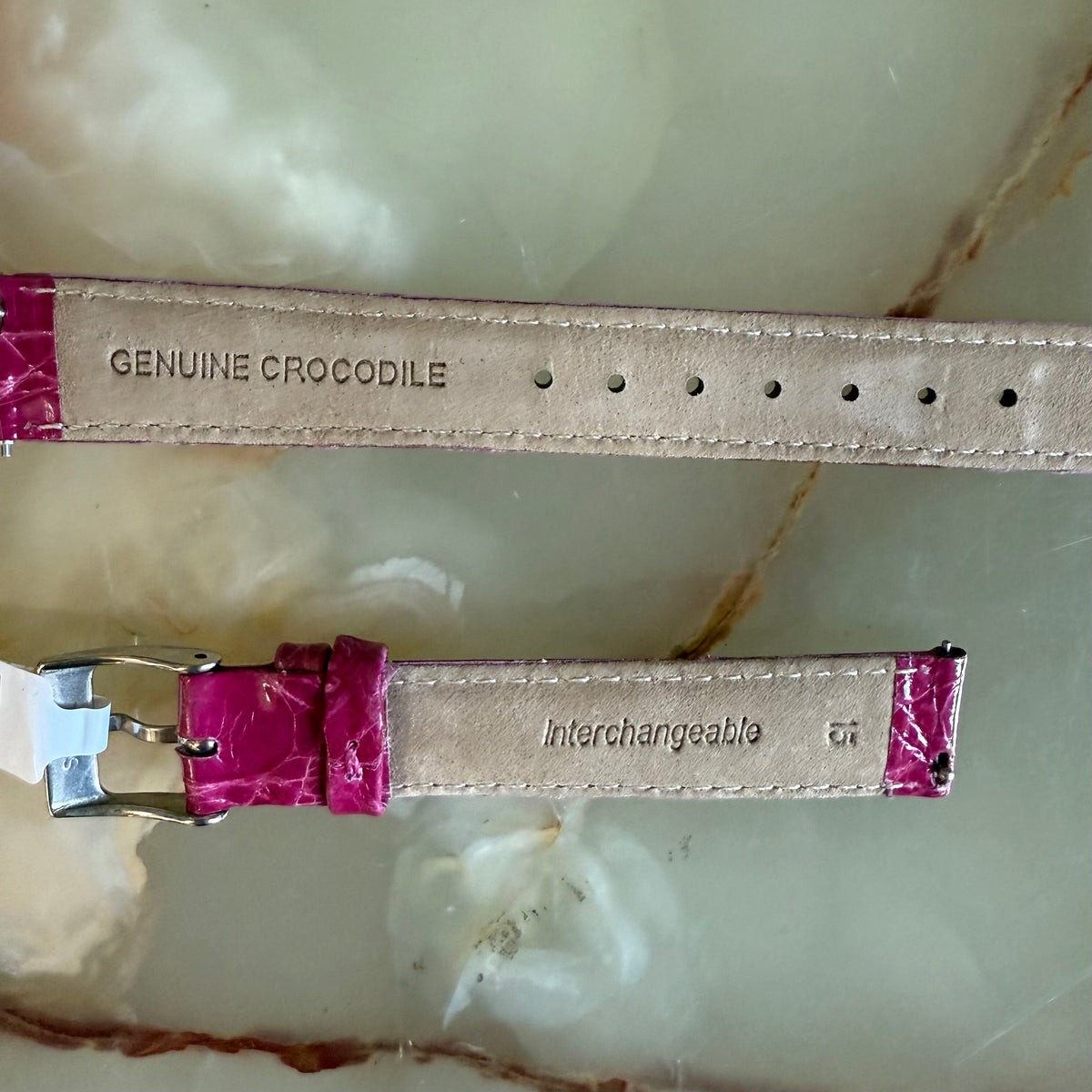 Genuine Crocodile Pink Watch Strap Band 15mm Padded & Stitched w Buckle