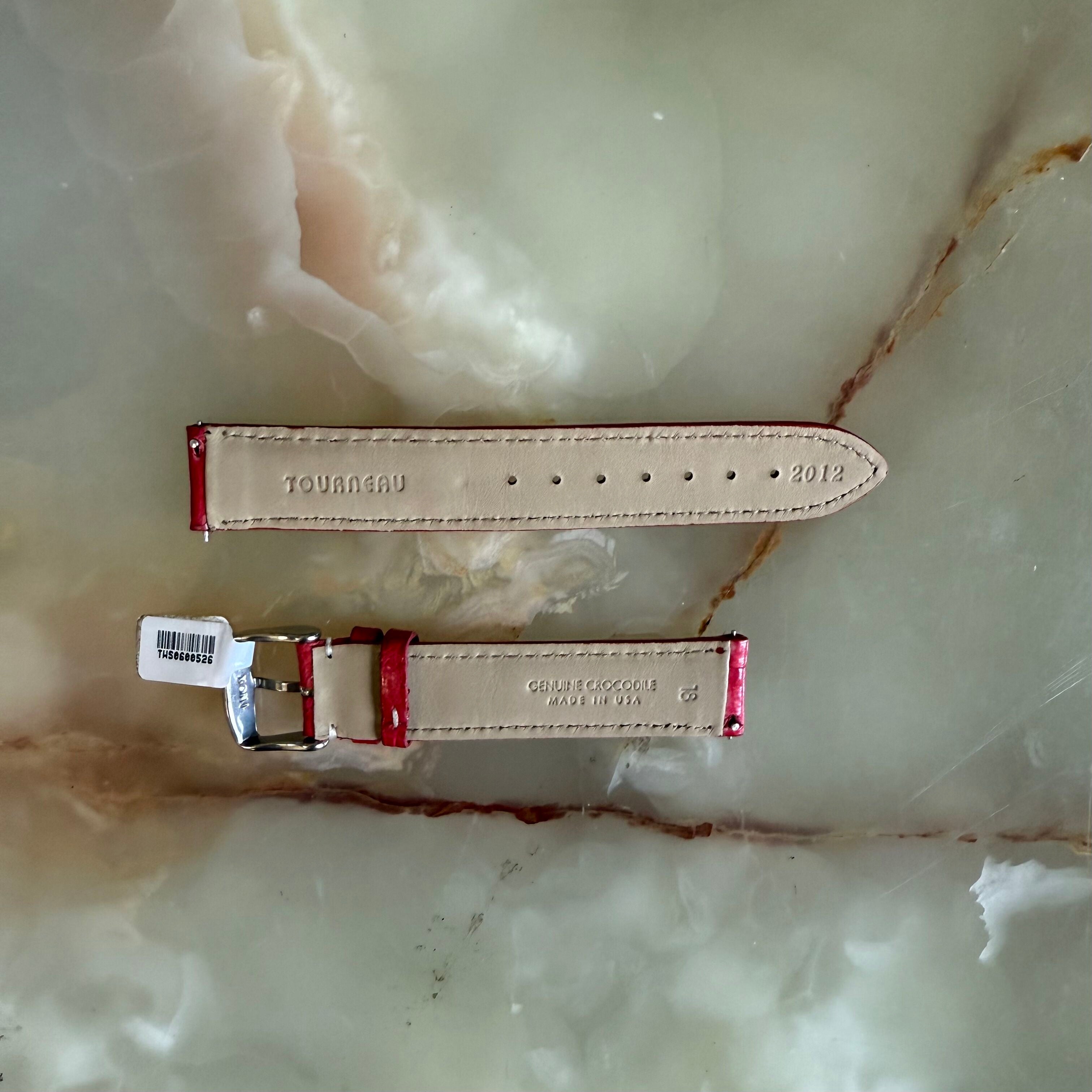 Genuine Crocodile Red Watch Strap Band 18mm Padded & Stitched w Buckle