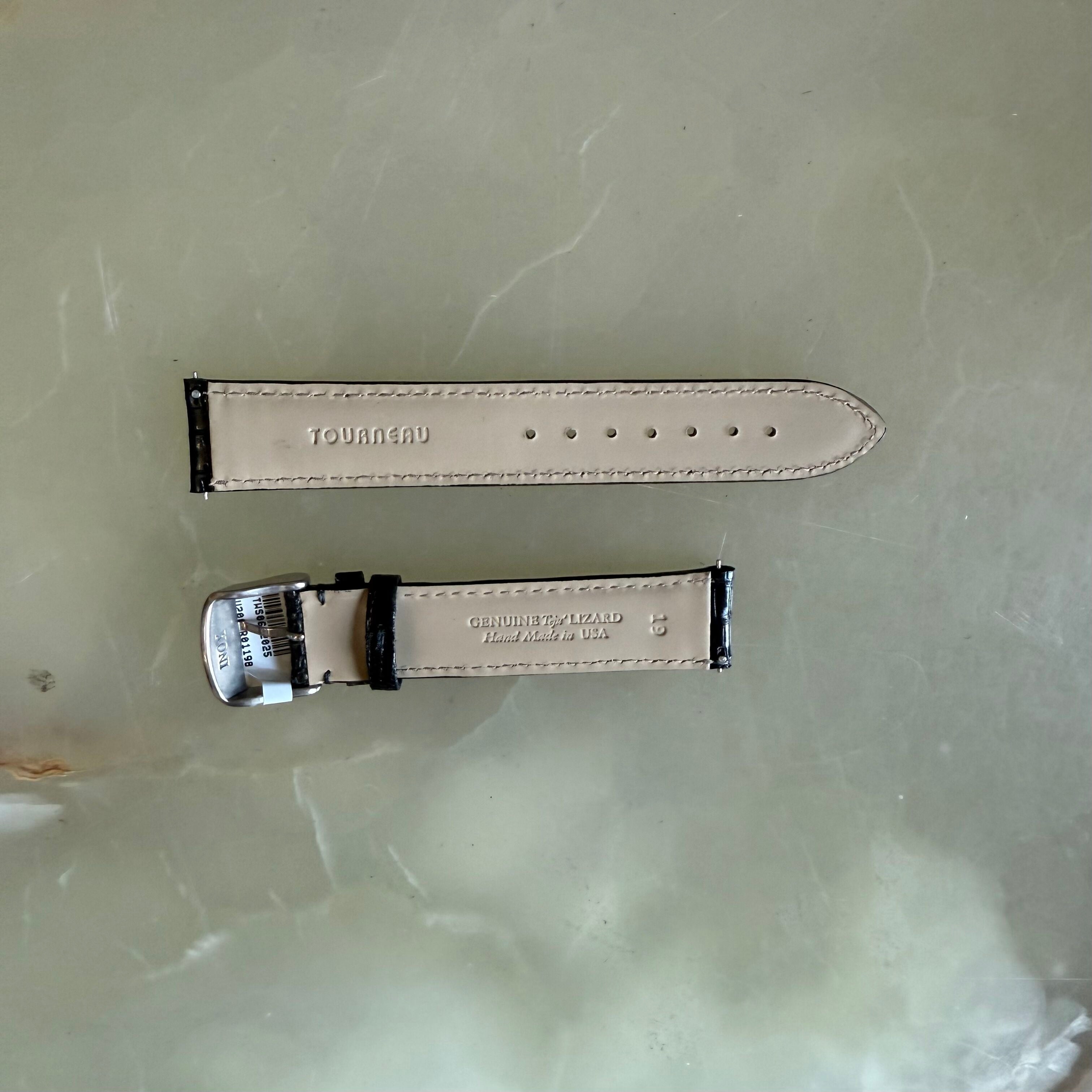 Genuine Lizard Black Watch Strap Band 19mm Padded & Stitched with Buckle