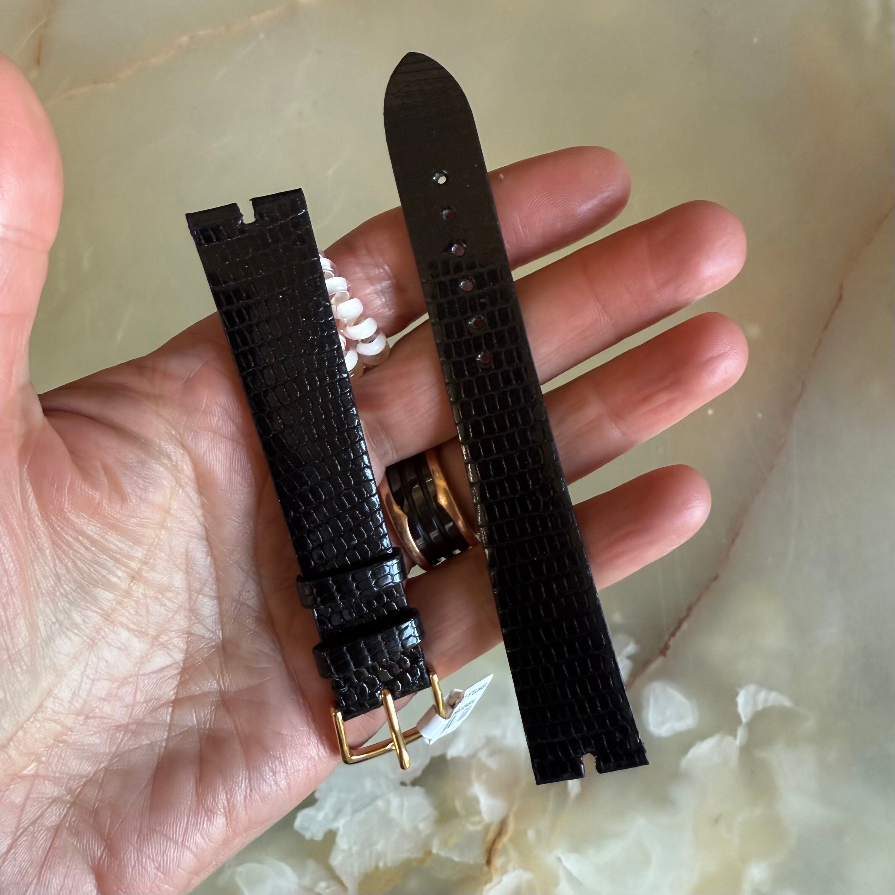 Genuine Lizard Black Watch Strap Band 19mm with Buckle
