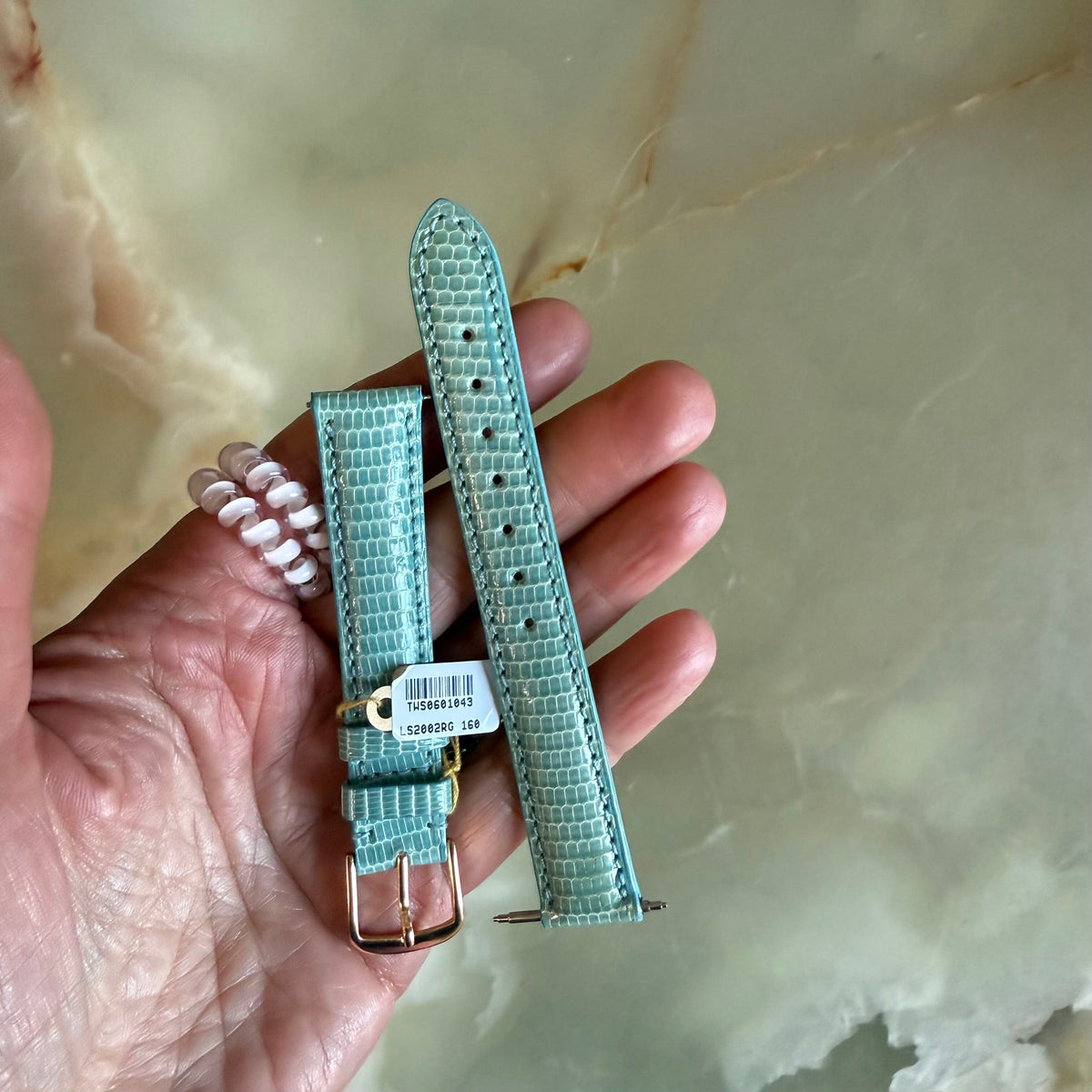 Genuine Lizard Blue Watch Strap Band 16mm Padded & Stitched w Buckle