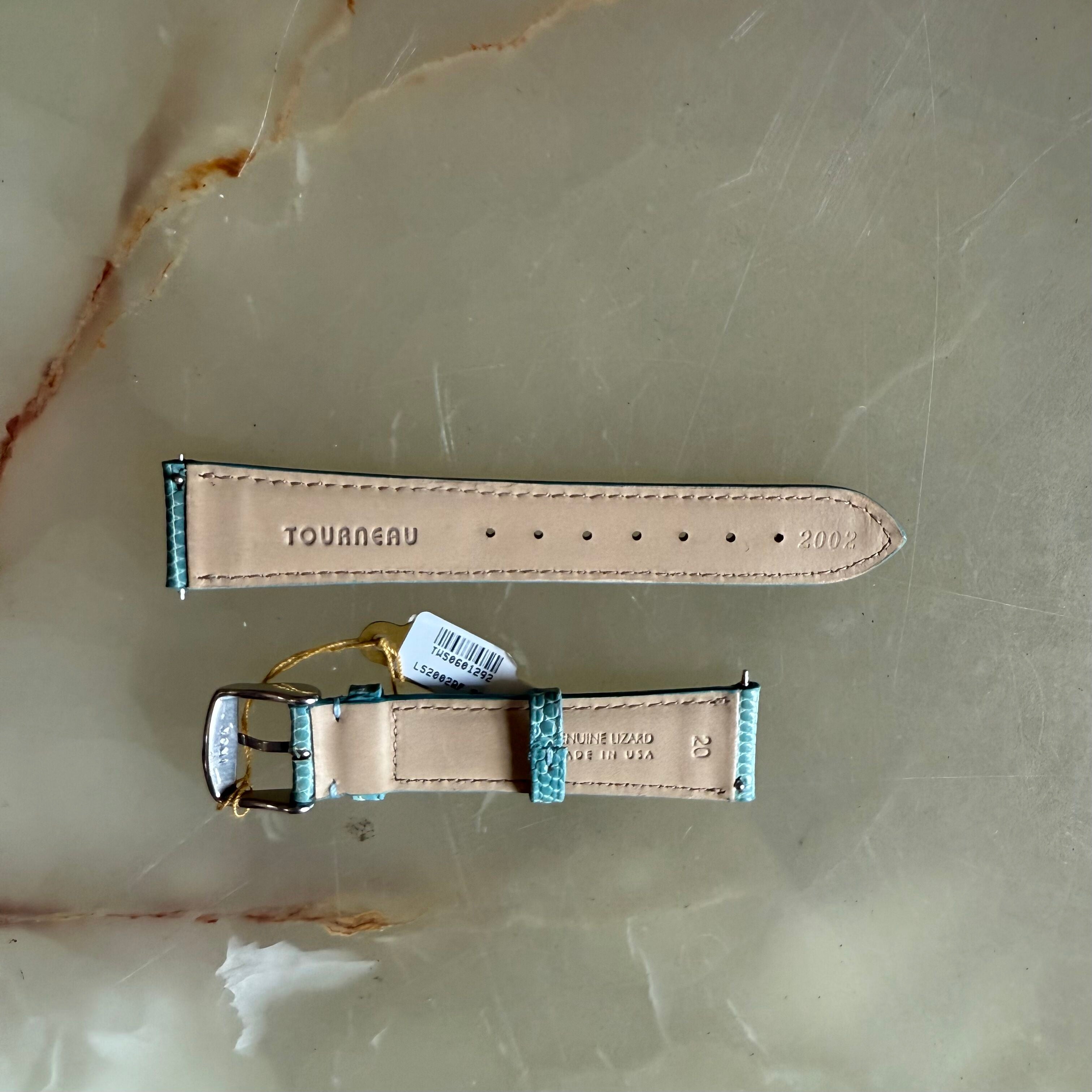 Genuine Lizard Blue Watch Strap Band 20mm Padded & Stitched with Buckle