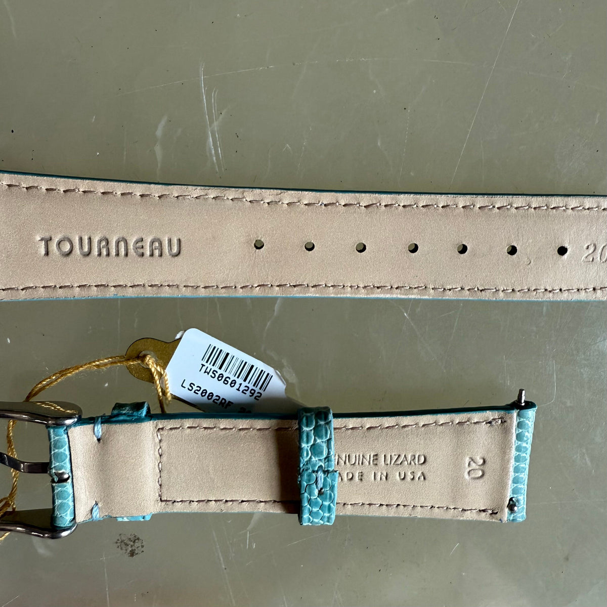 Genuine Lizard Blue Watch Strap Band 20mm Padded & Stitched with Buckle